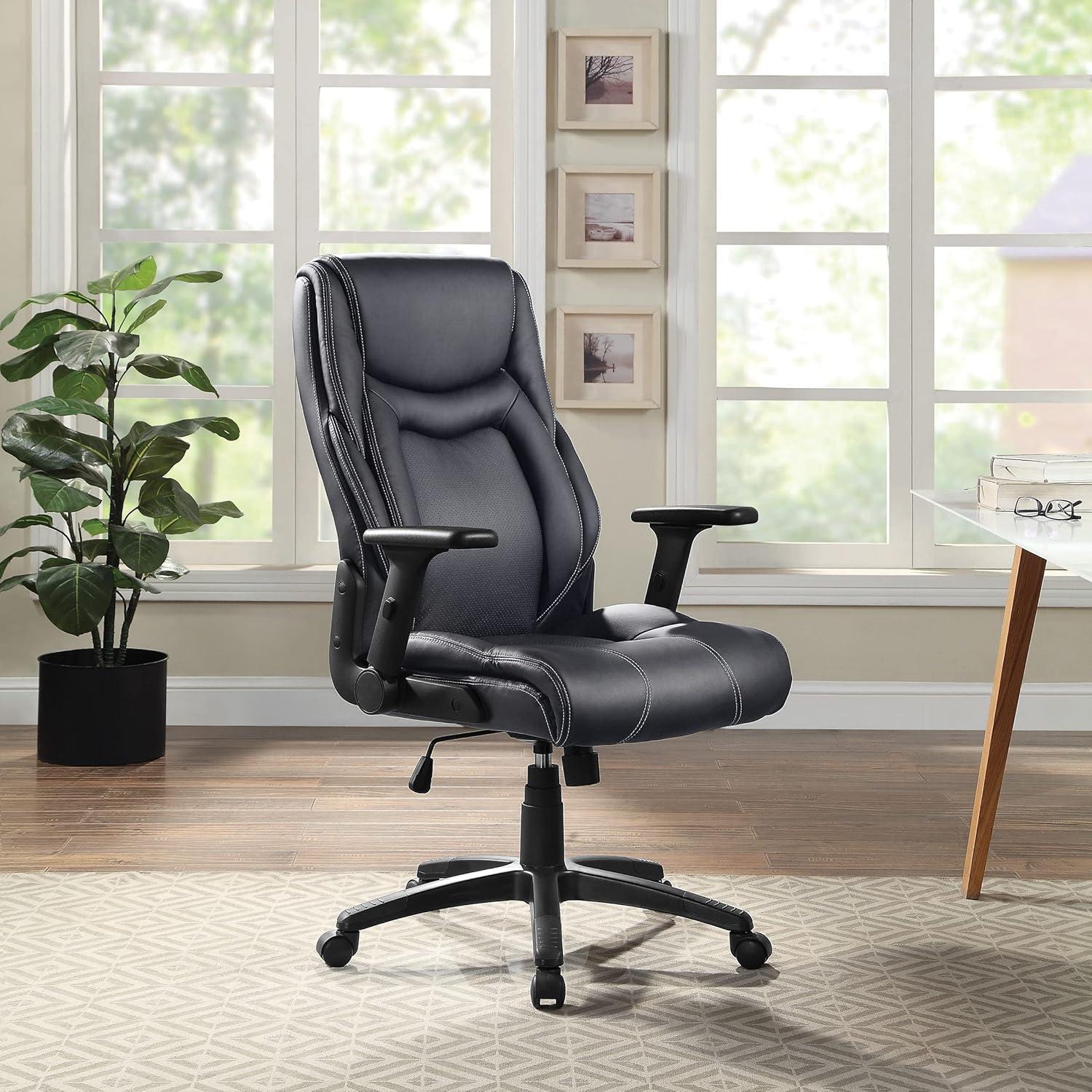 Executive High Back Office Chair in Black Bonded Leather