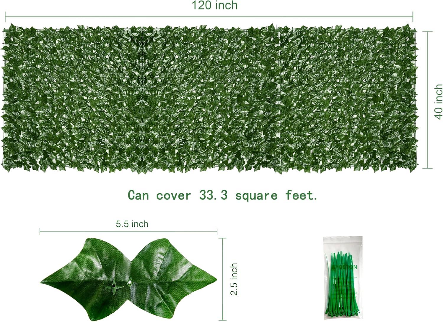 Green 40x120 Inch Artificial Ivy Privacy Fence Screen