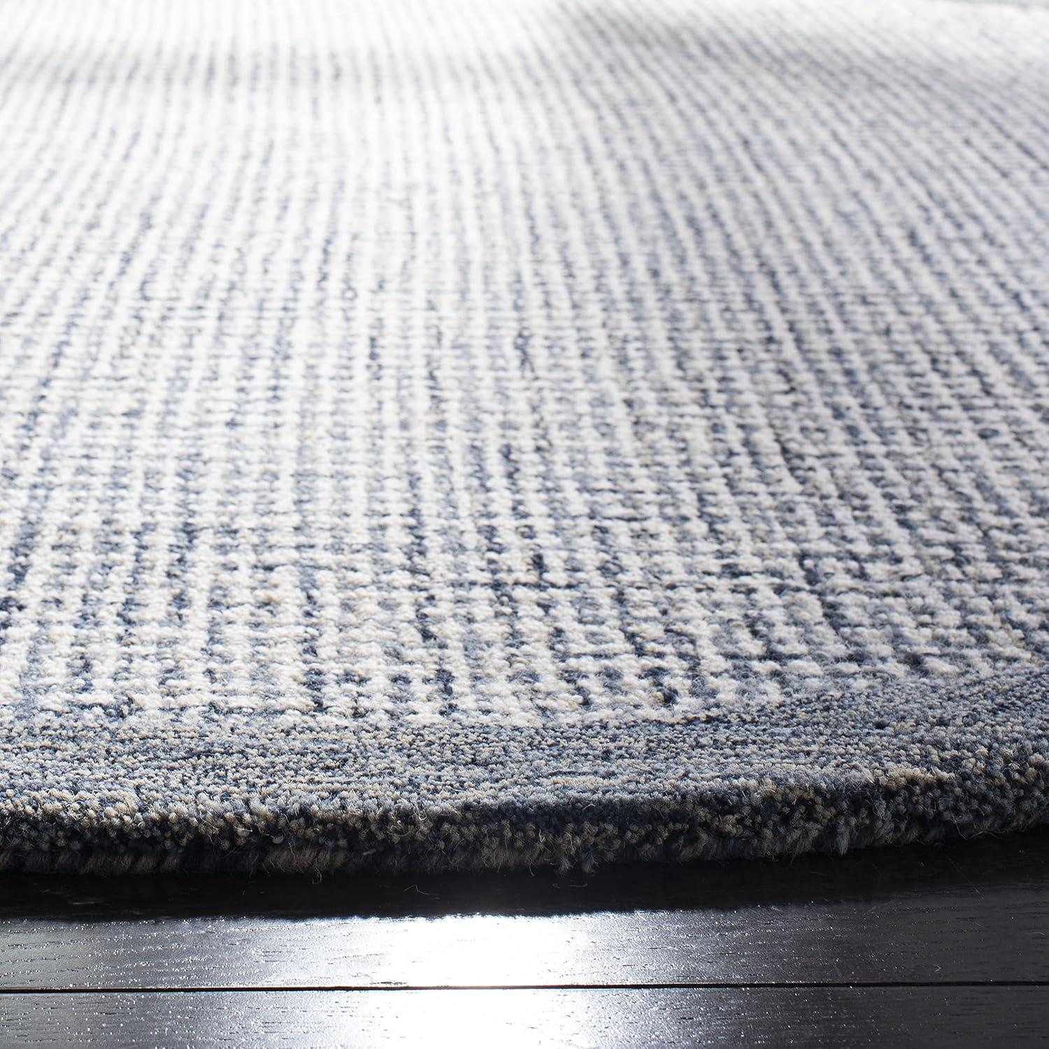 Abstract ABT220 Handmade Indoor Area Rug - Navy/Ivory - 6' Round - Safavieh