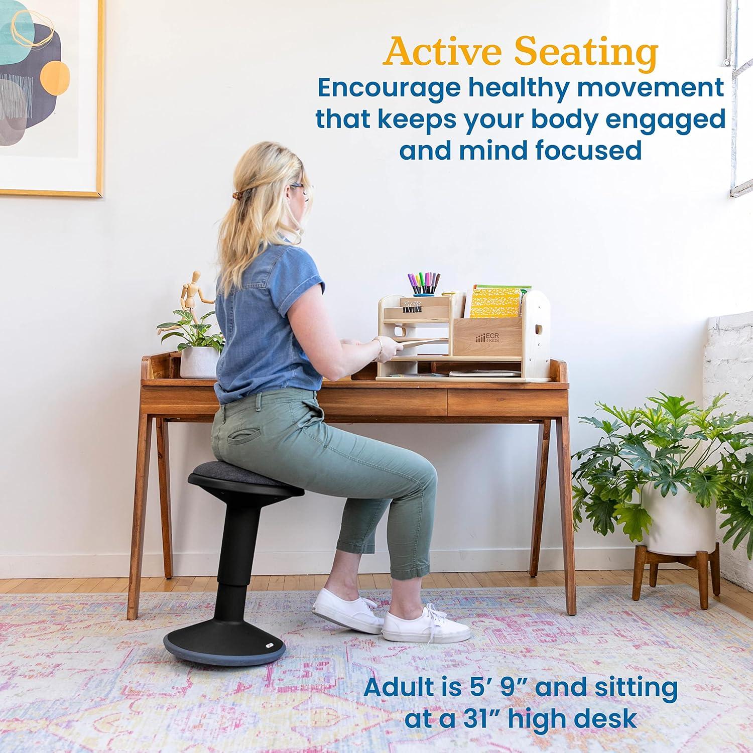 ECR4Kids SitWell Wobble Stool, Adjustable Height, Active Seating