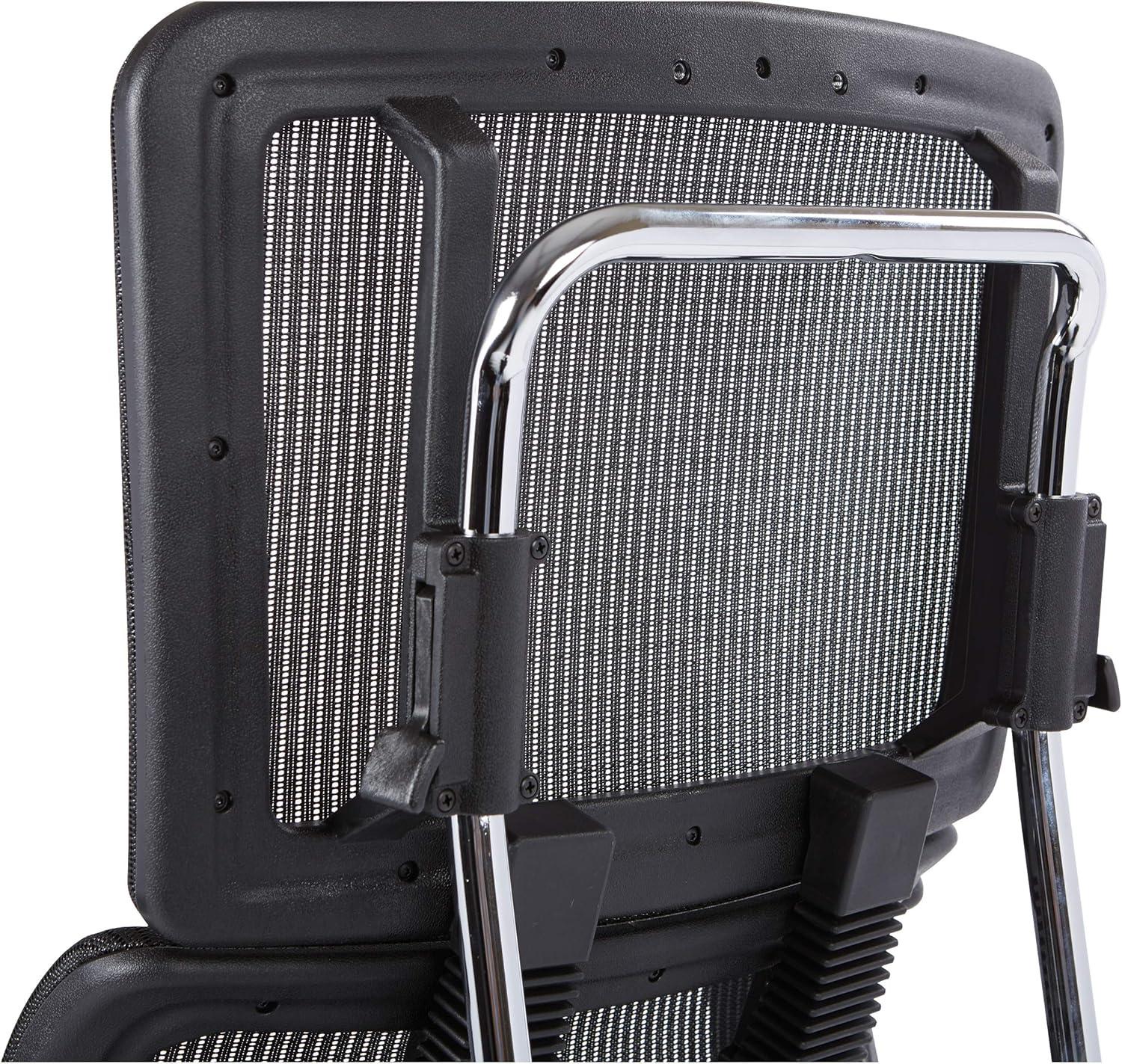 Vertical Black Mesh Back and Coal Black Fabric Seat with Polished Aluminum Base