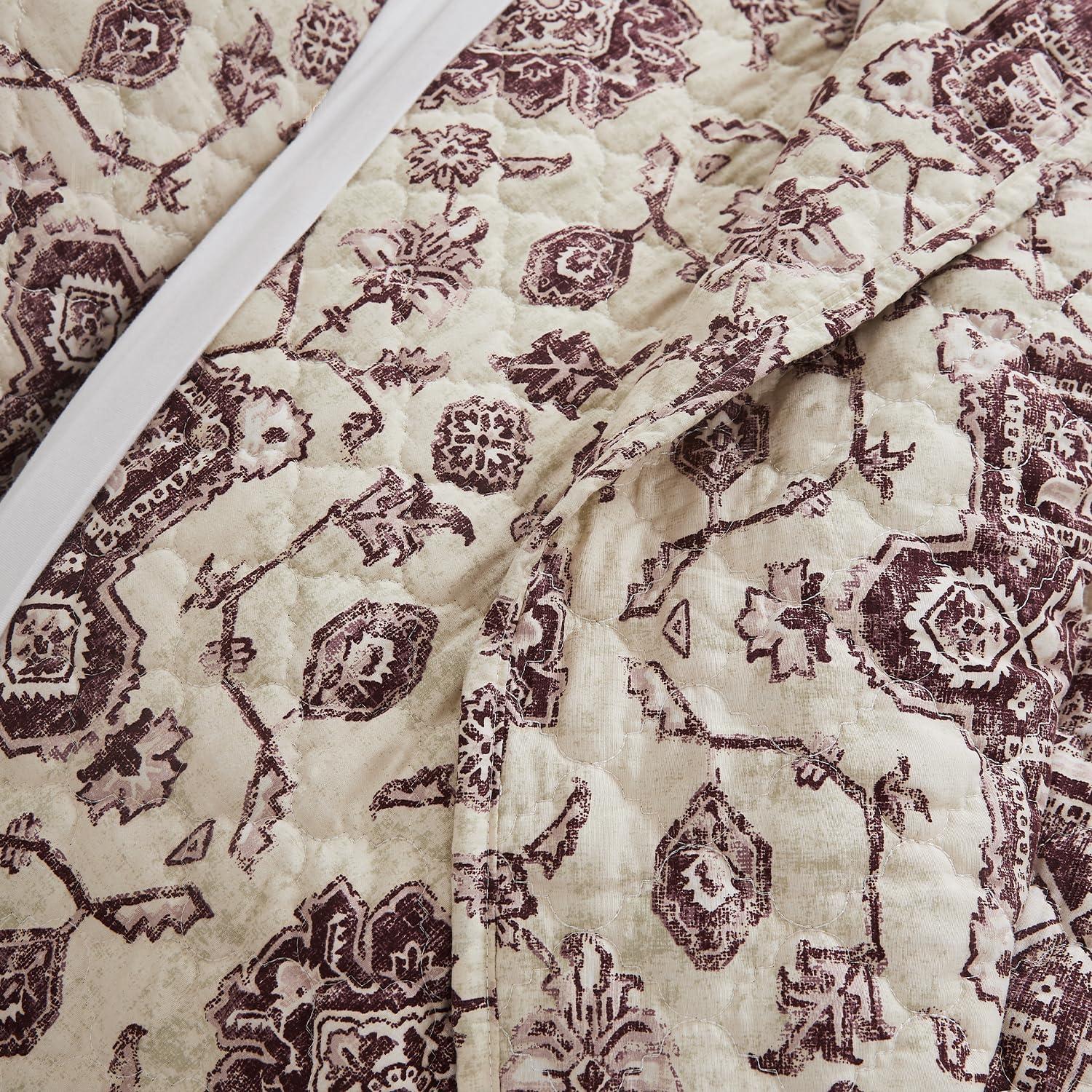 Southshore Fine Living Oversized Persia Lightweight 3-Piece Quilt Set Eggplant Full / Queen