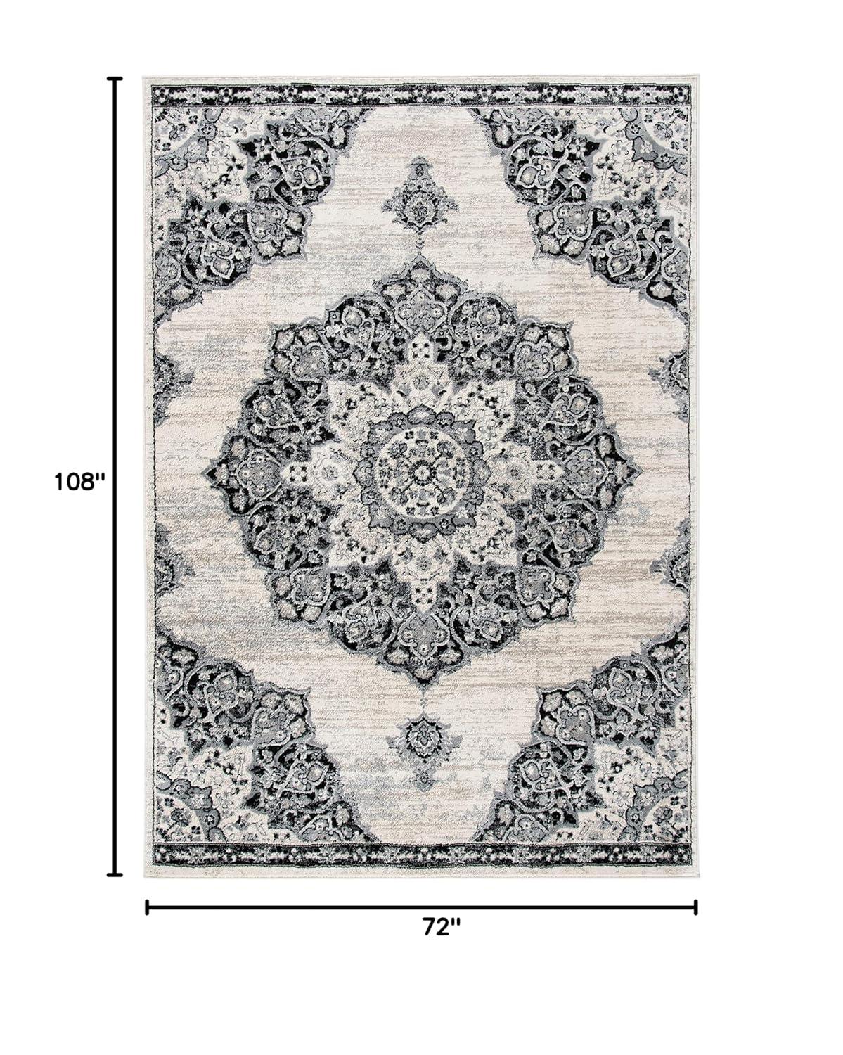 Brentwood BNT802 Power Loomed Area Rug - Ivory/Black - 6'x9' - Safavieh.