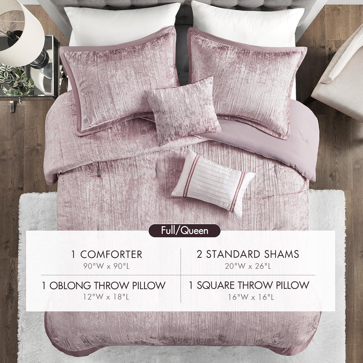 Blush Velvet Full Down Alternative 5-Piece Bedspread Set