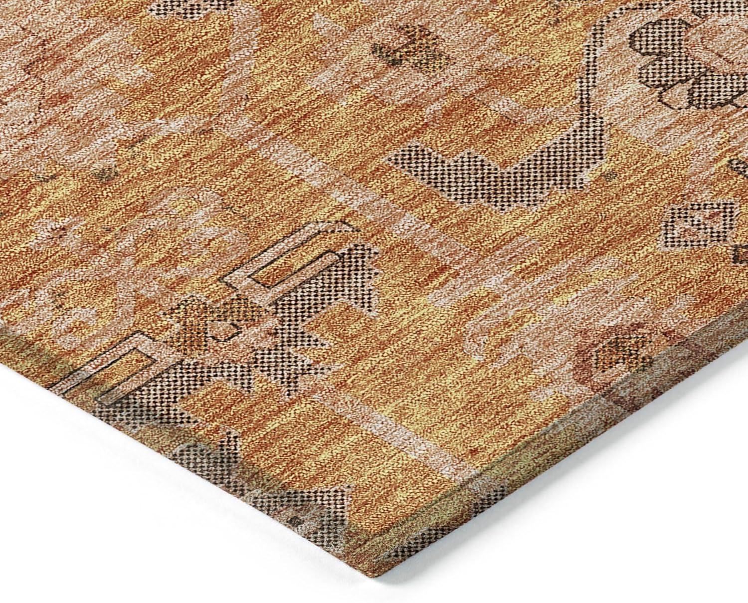 Terracotta and Gray Rectangular Synthetic Flat Woven Rug