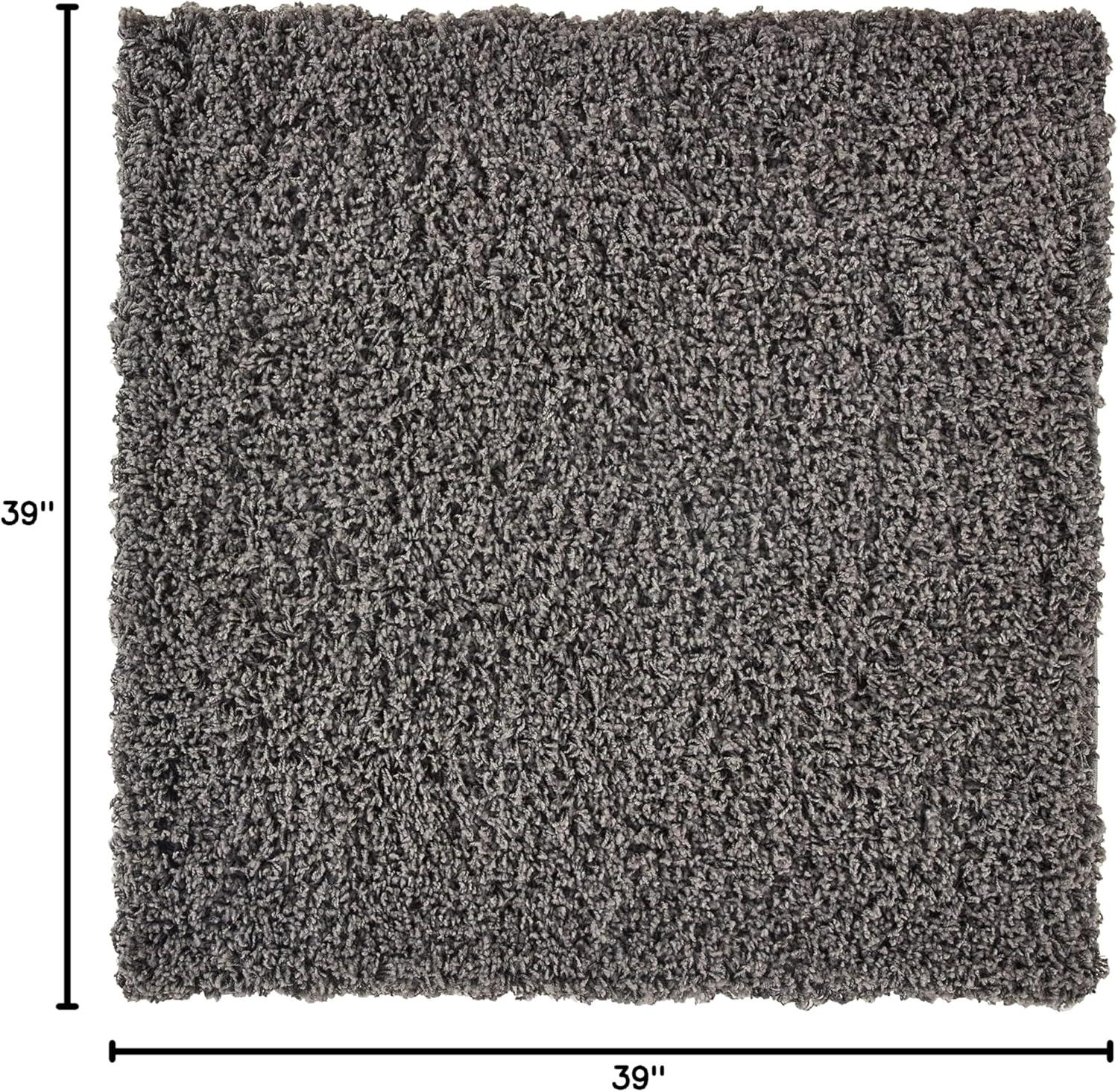 Unique Loom 3' 3 x 3' 3 Solid Shag Graphite Gray Area Rug