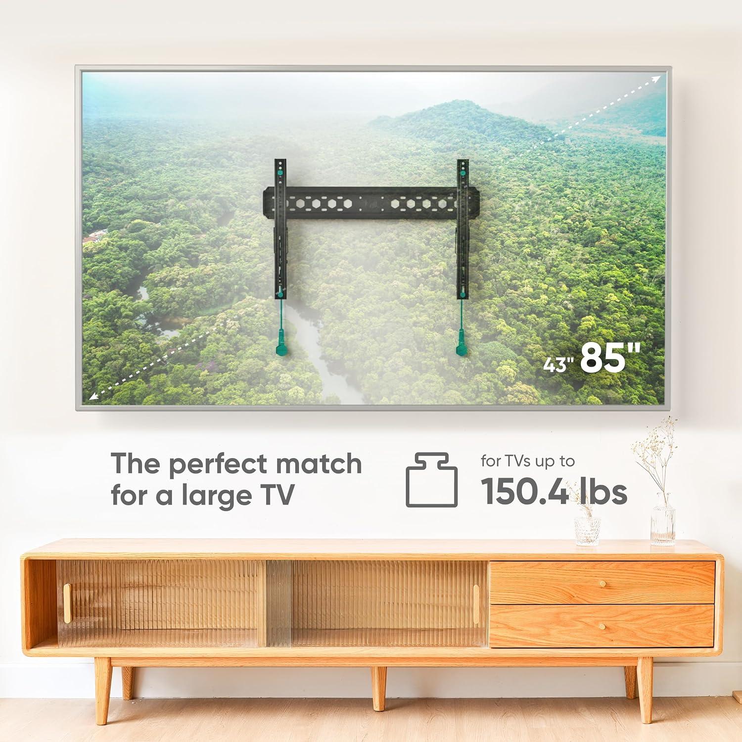 ONKRON Tilting TV Wall Mount with Low Profile Design for 43 to 85-inch LCD LED OLED Flat Panel TV Screens up to 80 lbs Ultra Slim TM6