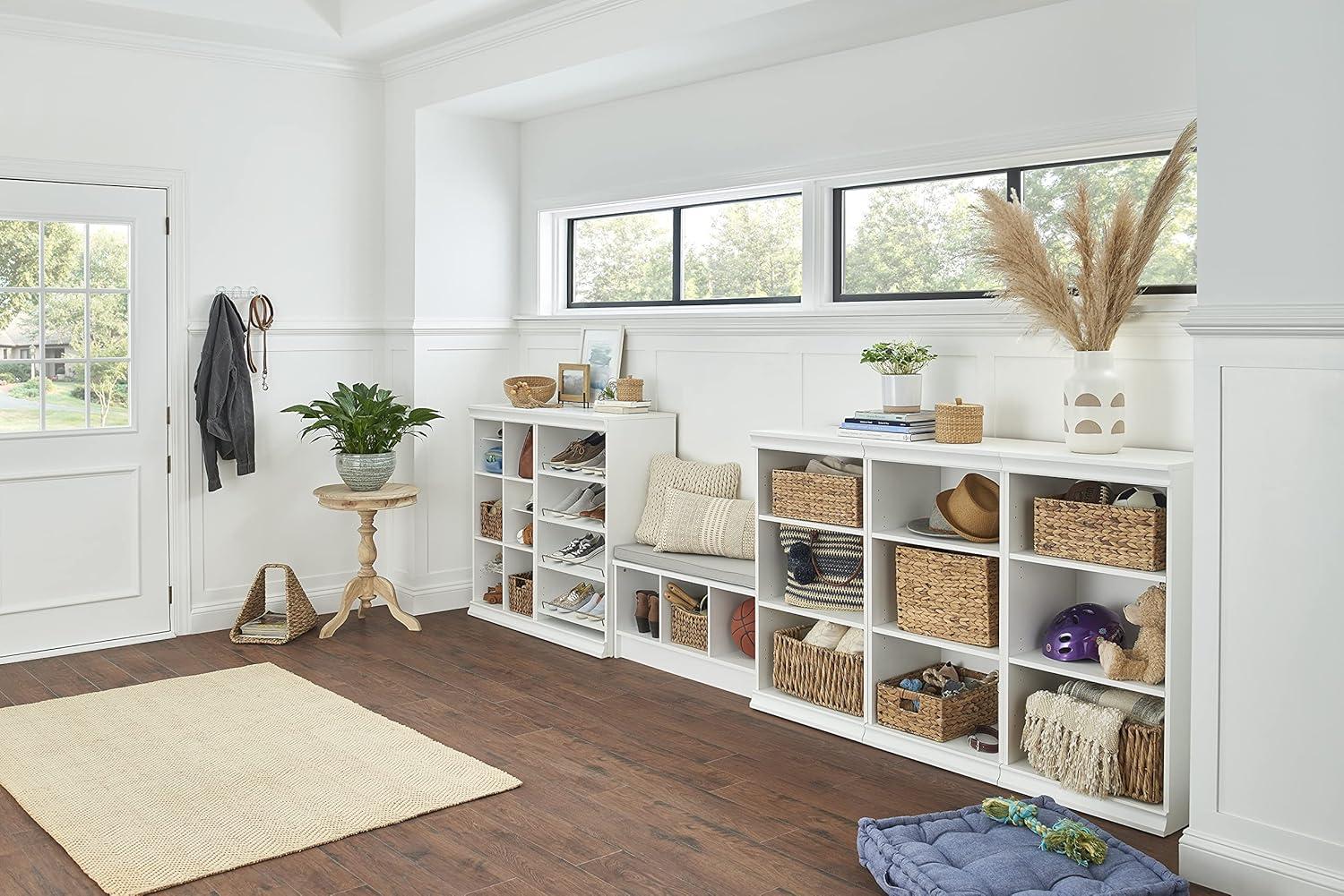 White Stackable Wood and Metal Shoe Shelf Unit