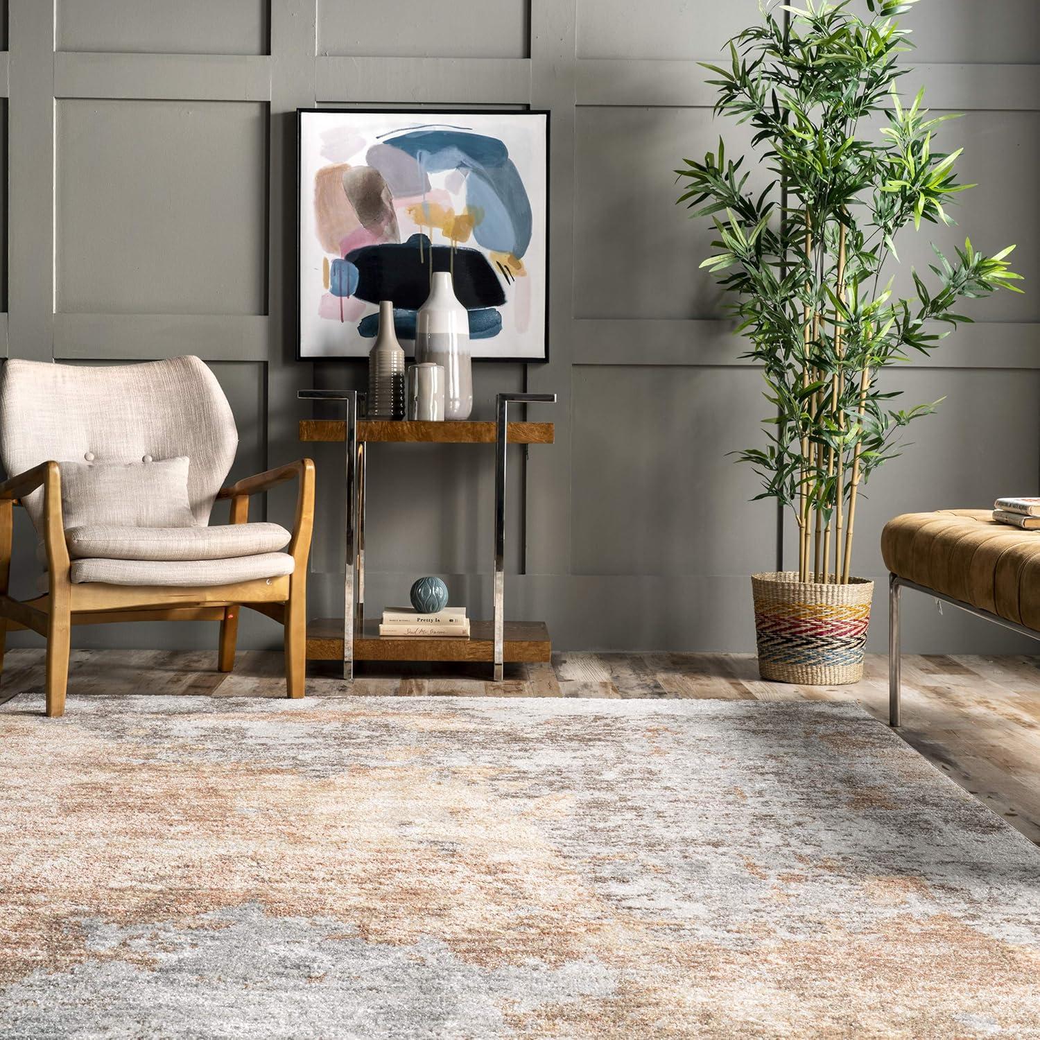 Nuloom Ryann Contemporary Faded Abstract Indoor Area Rug, Gray, 4'x6'