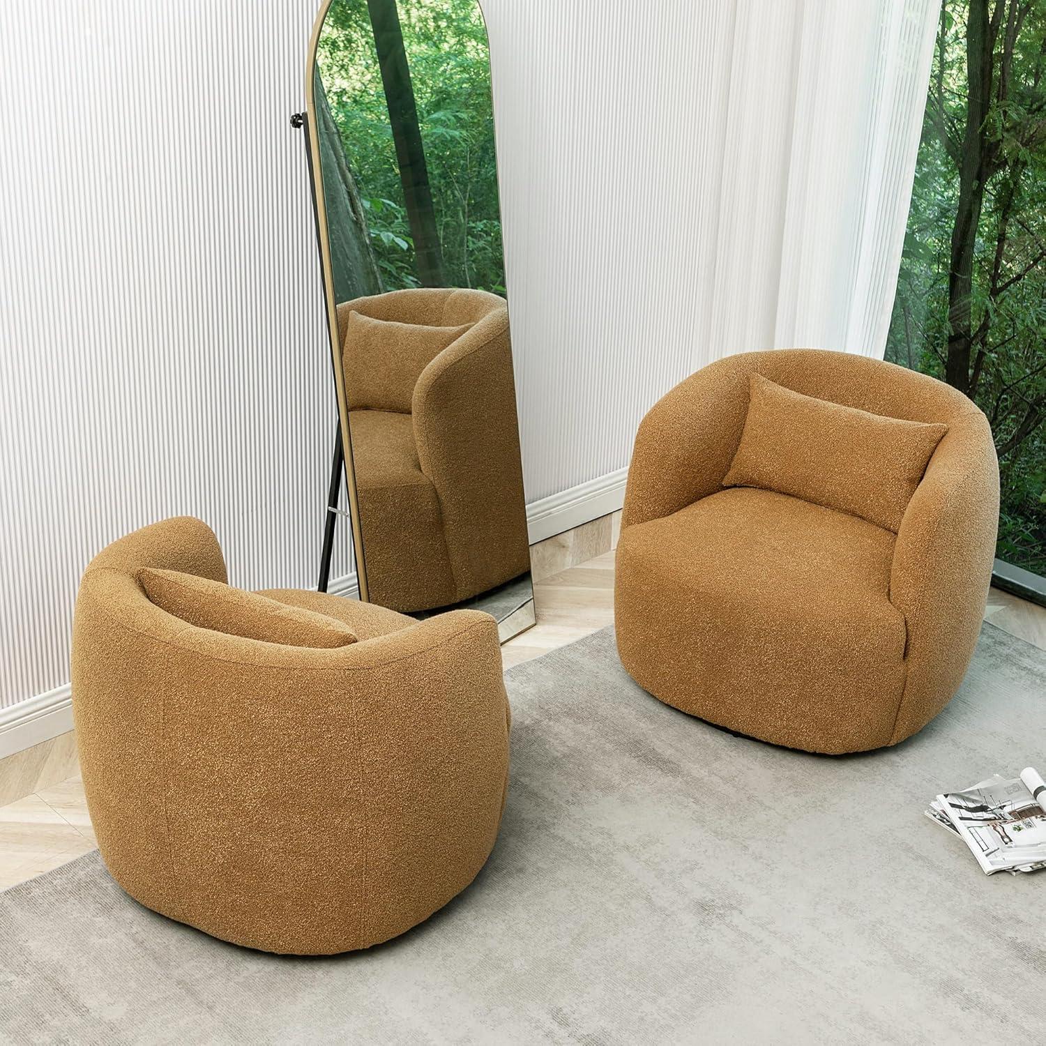 Bruschi 34" Wide Boucle Polyester Upholstered Swivel Armchair