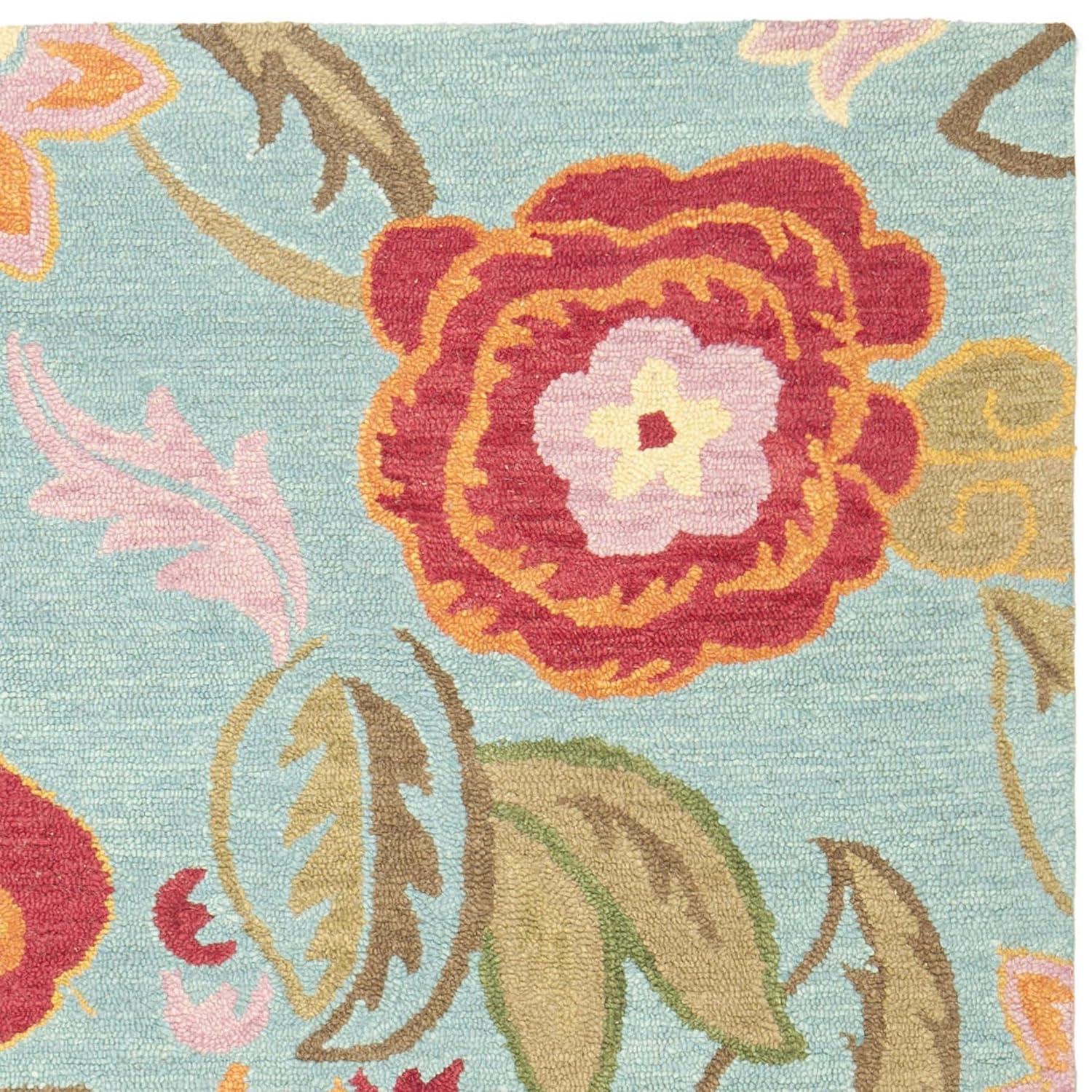 SAFAVIEH Blossom Mia Floral Flowers Wool Area Rug, Blue/Multi, 10' x 14'