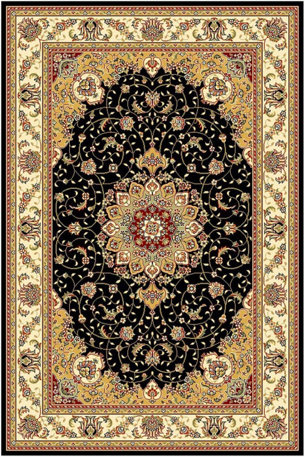 Lyndhurst LNH329 Power Loomed Area Rug - Black/Ivory - 4'x6' - Safavieh