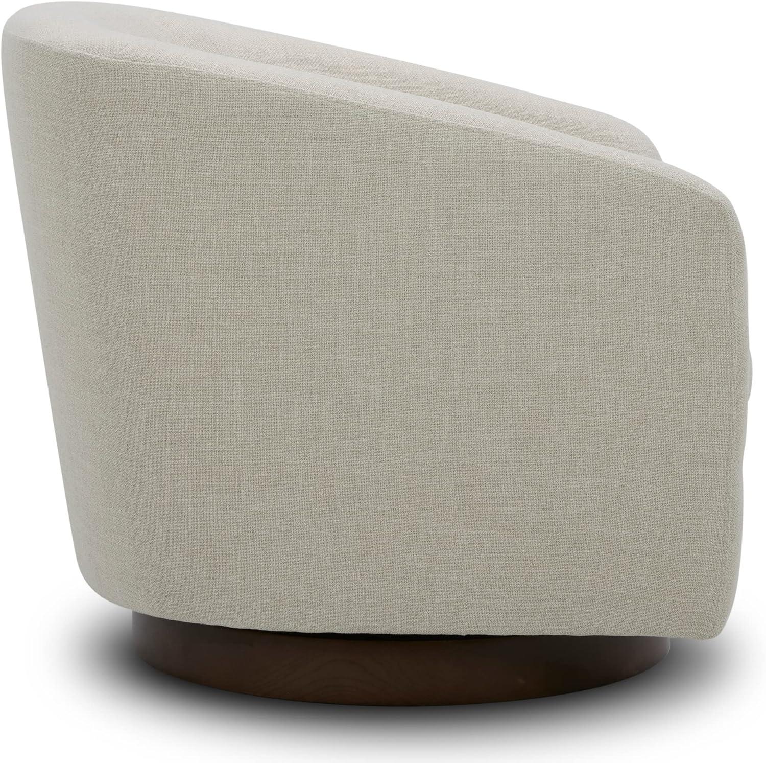 CHITA Swivel Accent Chair Fabric, Round Barrel Arm Chair Living Room, Flax Beige