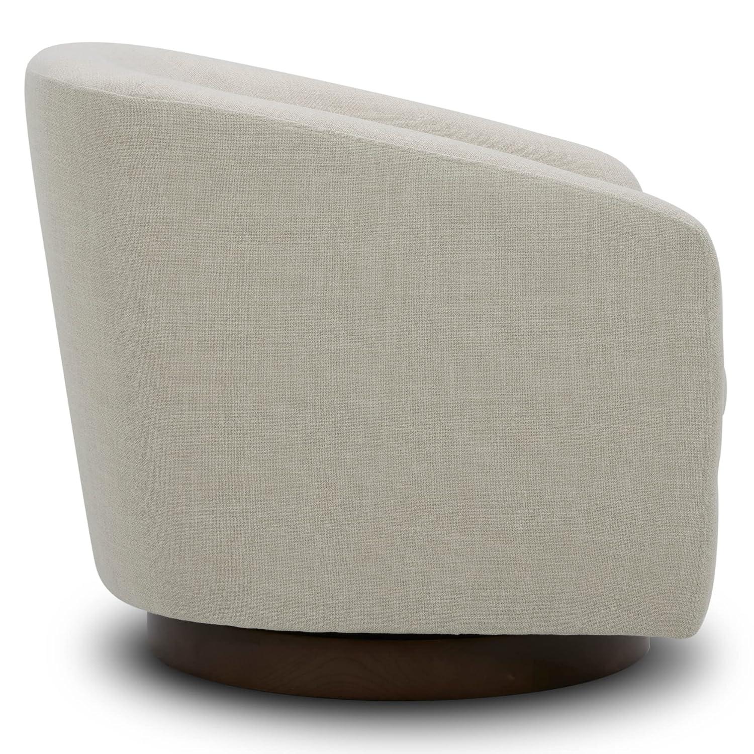 CHITA Swivel Accent Chair Fabric, Round Barrel Arm Chair Living Room, Flax Beige