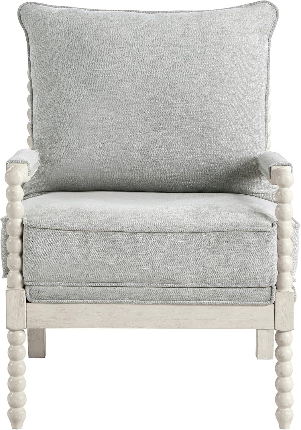 Kaylee Spindle Chair in Smoke Gray Fabric with White Frame