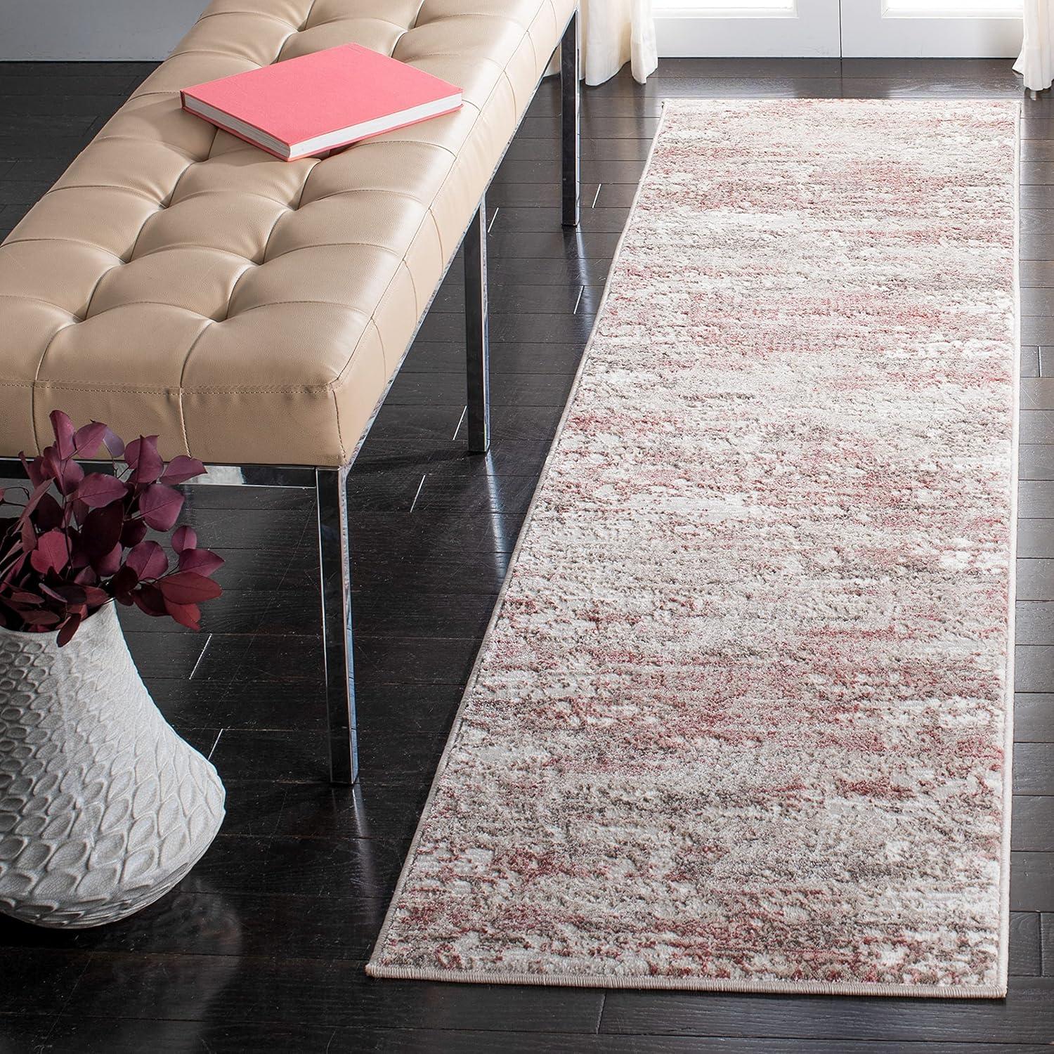 Meadow 500 MDW585 Power Loomed Indoor Runner Rug - Beige/Pink - 2'x7' - Safavieh