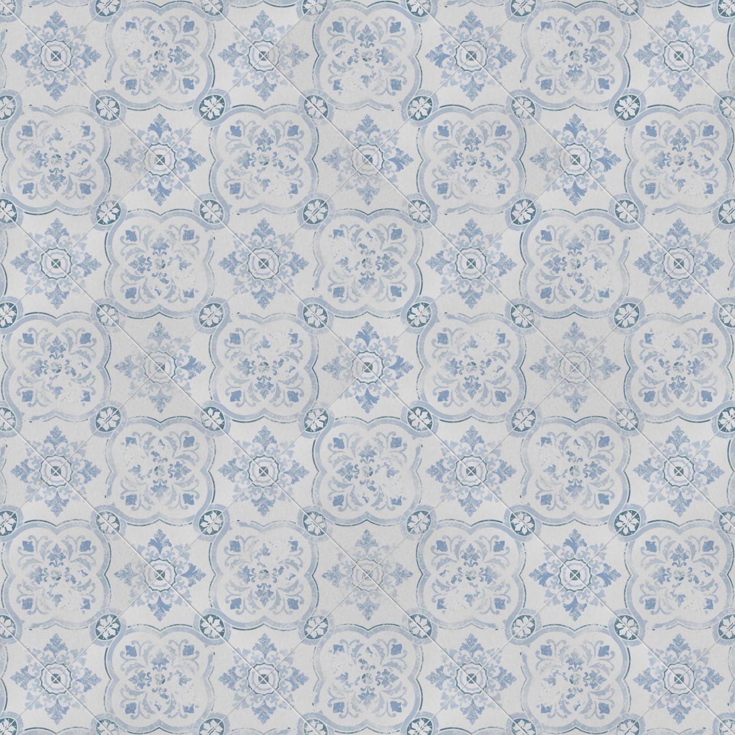 Celosia Blue and White Ceramic Square Floor and Wall Tile