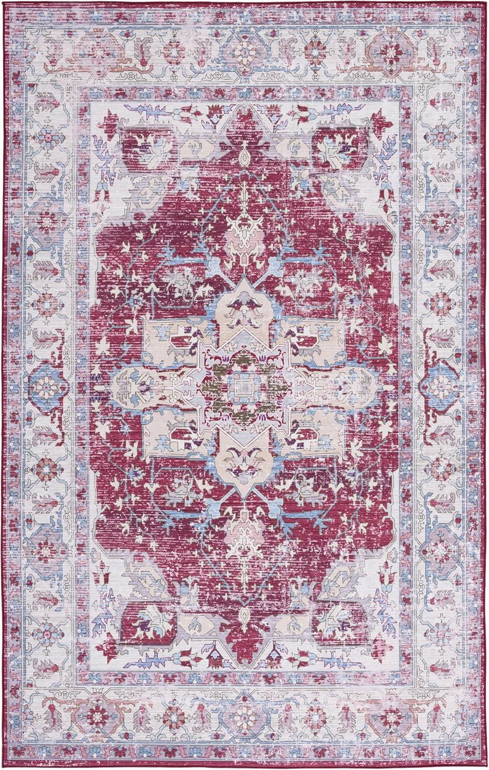 Tucson Vintage Persian TSN106 Power Loomed Machine Washable Skid-Resistant Indoor Area Rug - Burgundy/Beige - 5'x8' - Safavieh