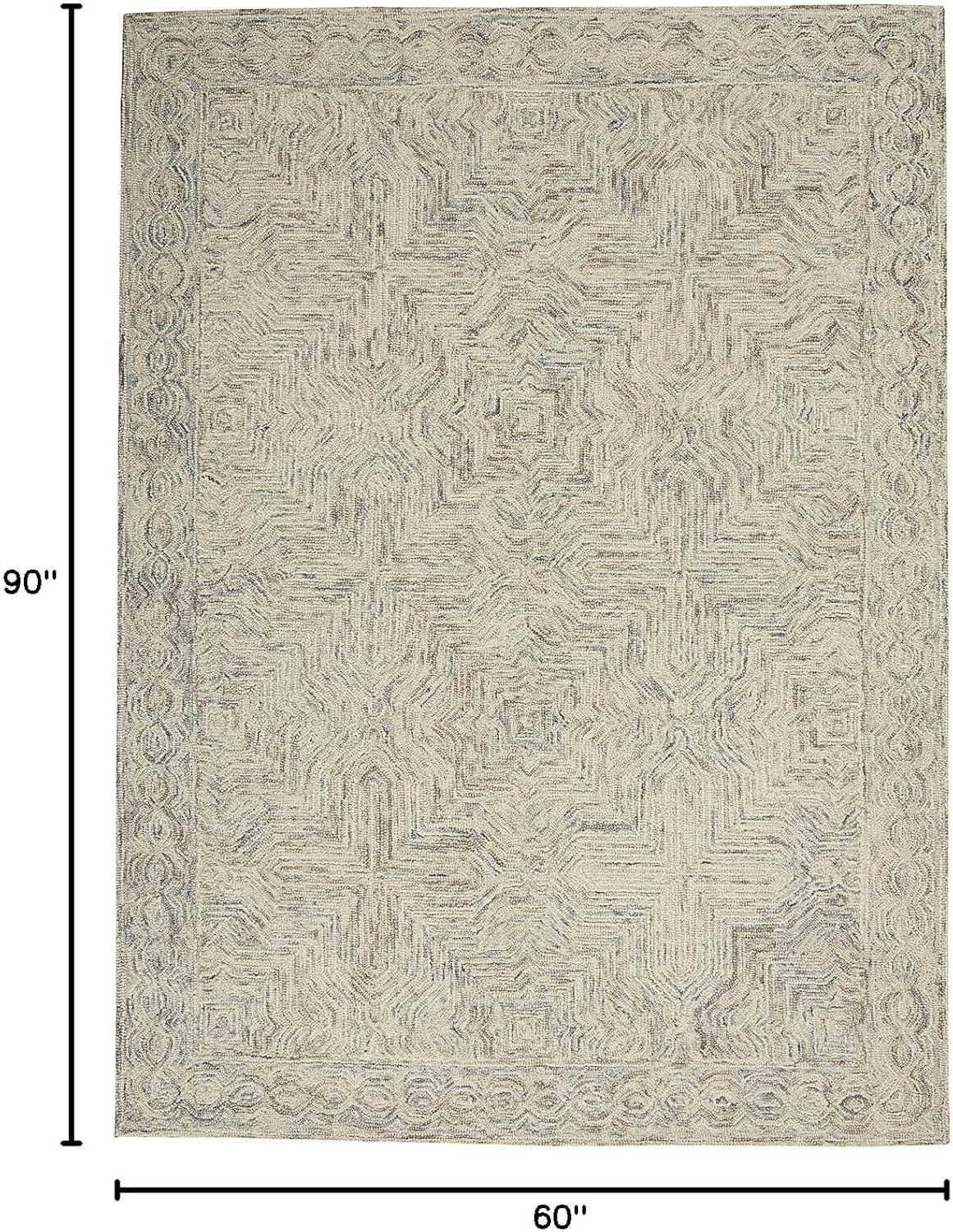 Linked Contemporary Blue and Ivory Hand-Tufted Area Rug