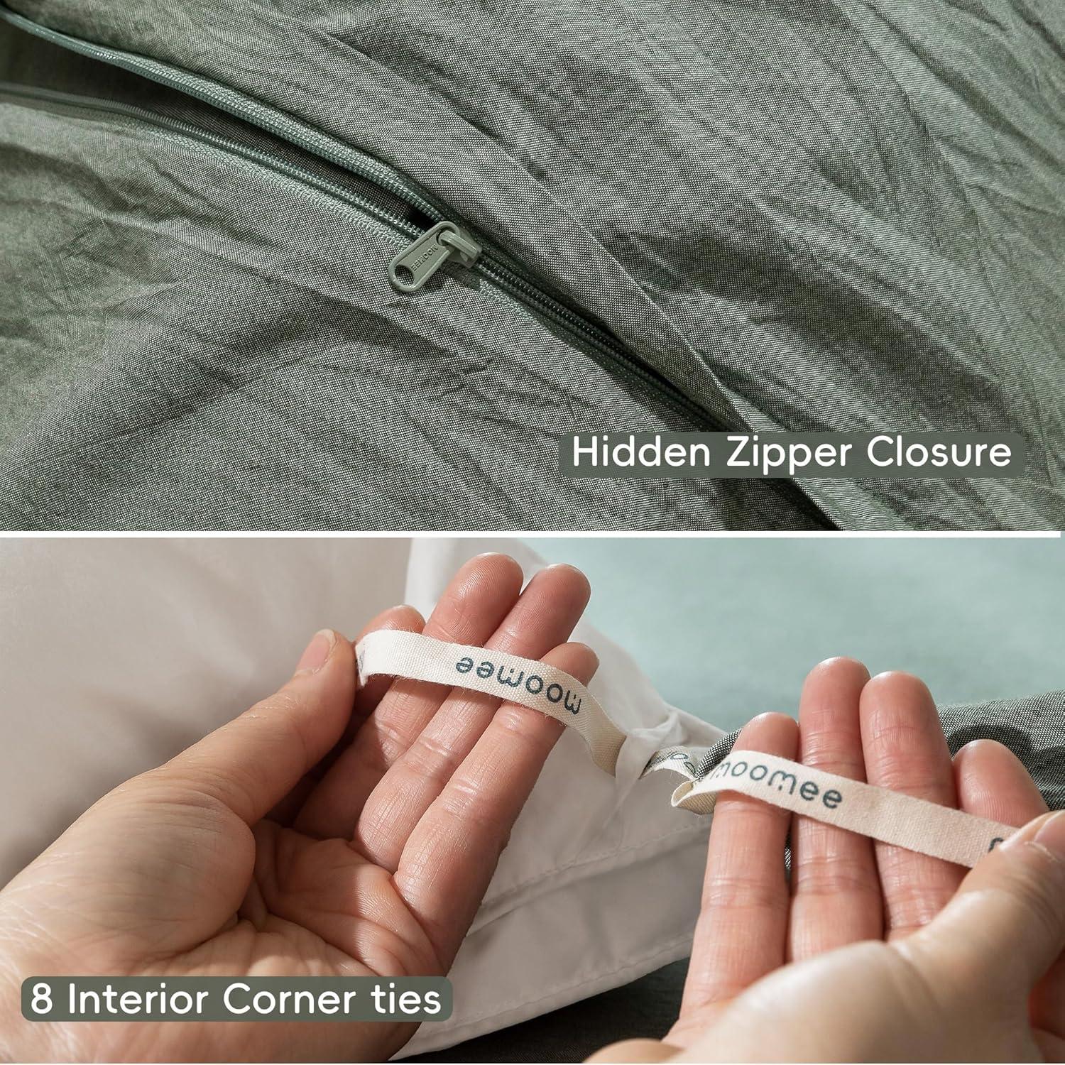 MOOMEE MooMee Duvet Cover Set 100% Washed Cotton Linen Like Textured Lightweight