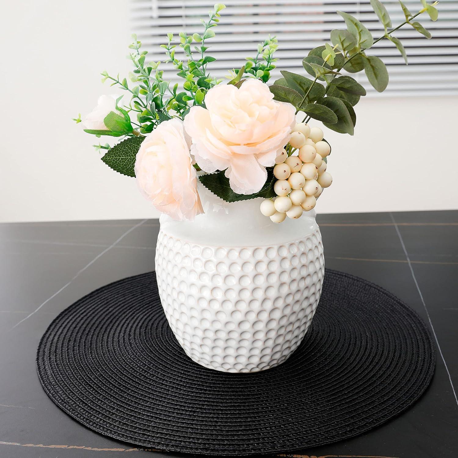 Aqua Woven Round Placemats Set of 6, 14.75"