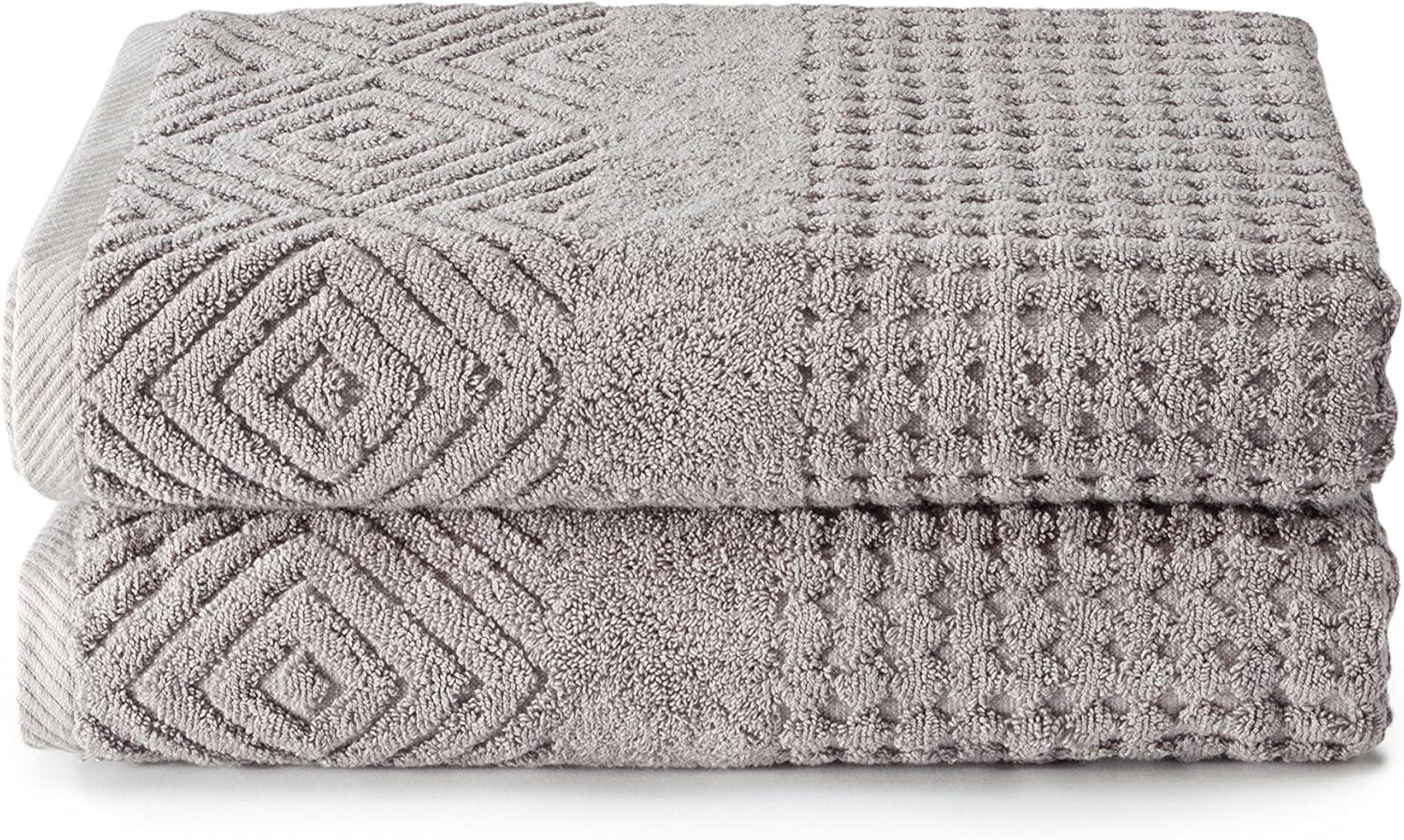 Cathedral Gray Organic Cotton Diamond Jacquard 4-Piece Towel Set