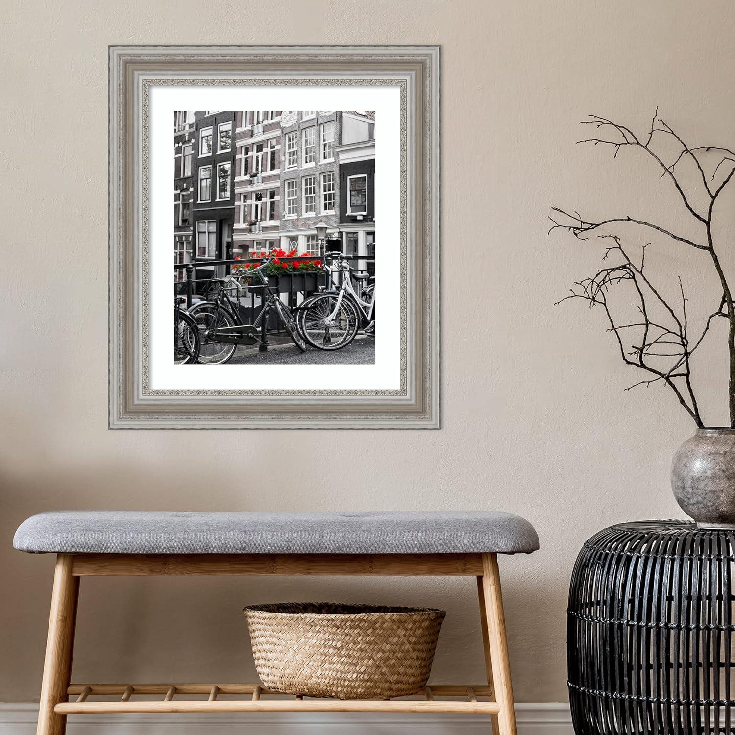 Amanti Art Parlor Silver Picture Frame Opening Size 20x24 in. (Matted To 16x20 in.)