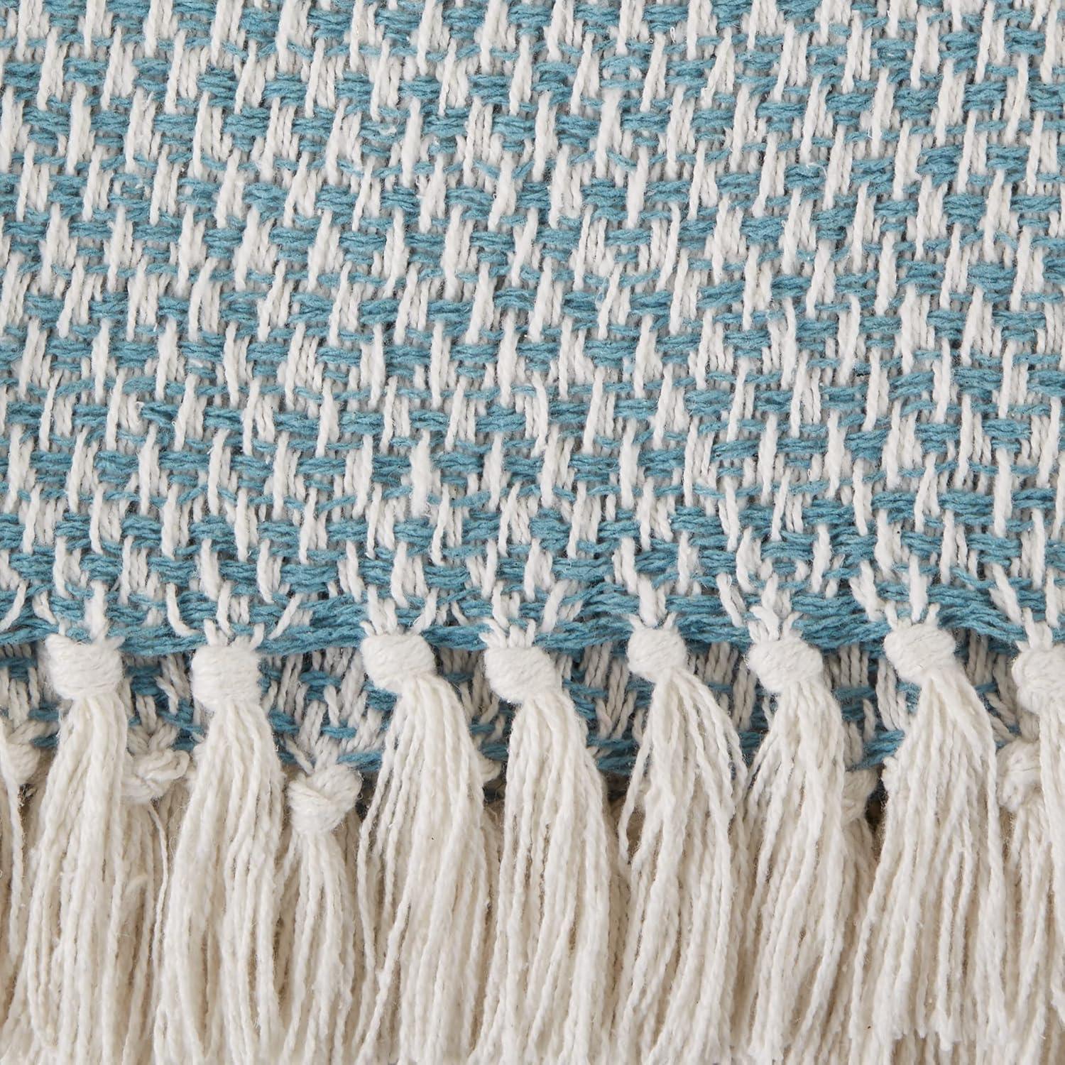 50"x60" Woven Throw Blanket Storm Blue - Design Imports: Lightweight, Machine Washable, Cotton