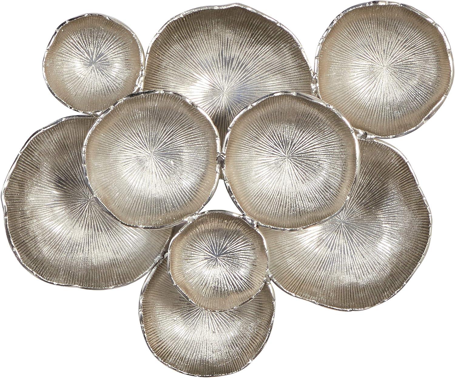 Silver Aluminum Abstract Radial Plate Wall Sculpture