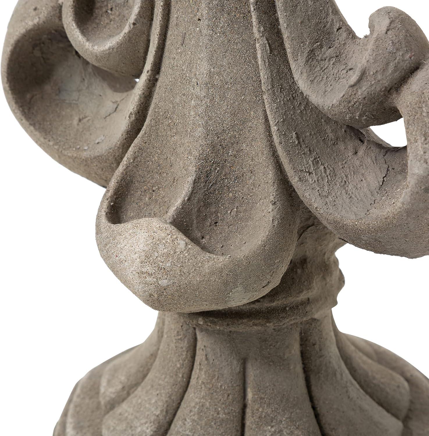 Concrete Grey 27.25" Textured Fleur De Lis Garden Statue