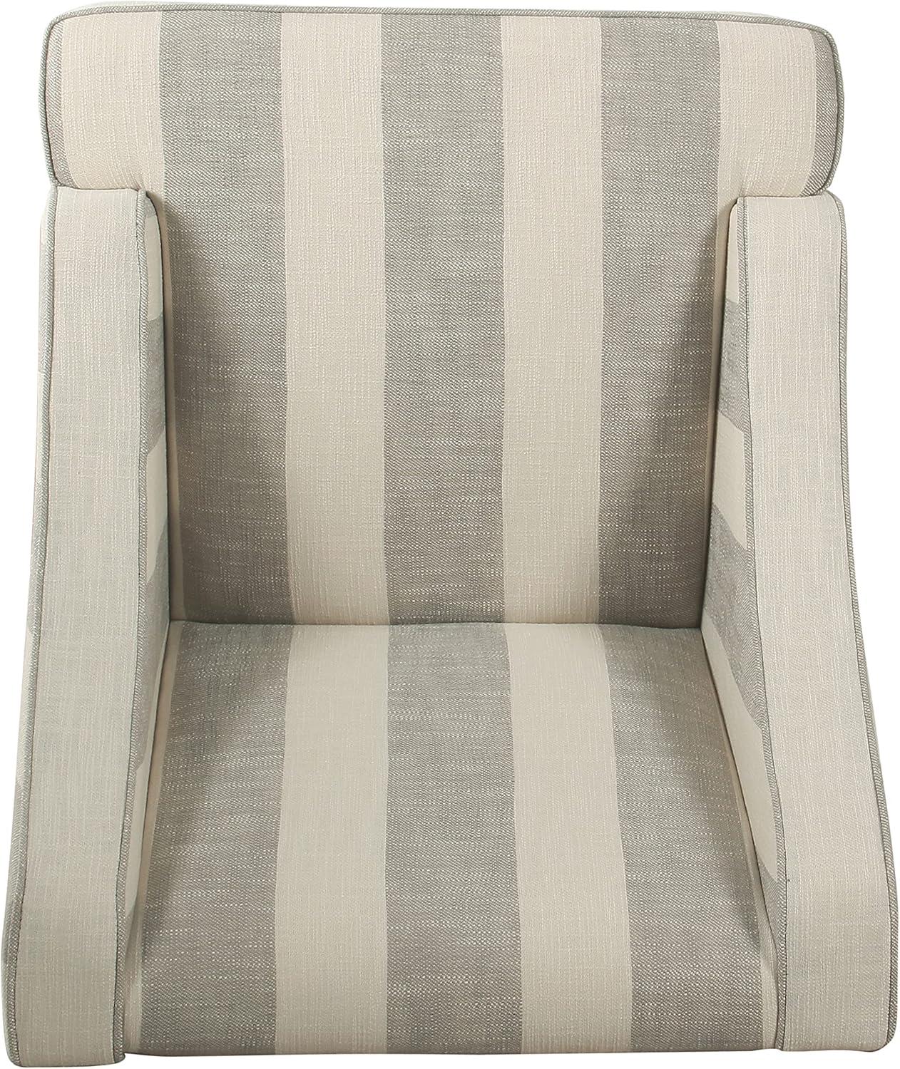 Classic Gray Stripe Swoop Armchair with Wood Legs