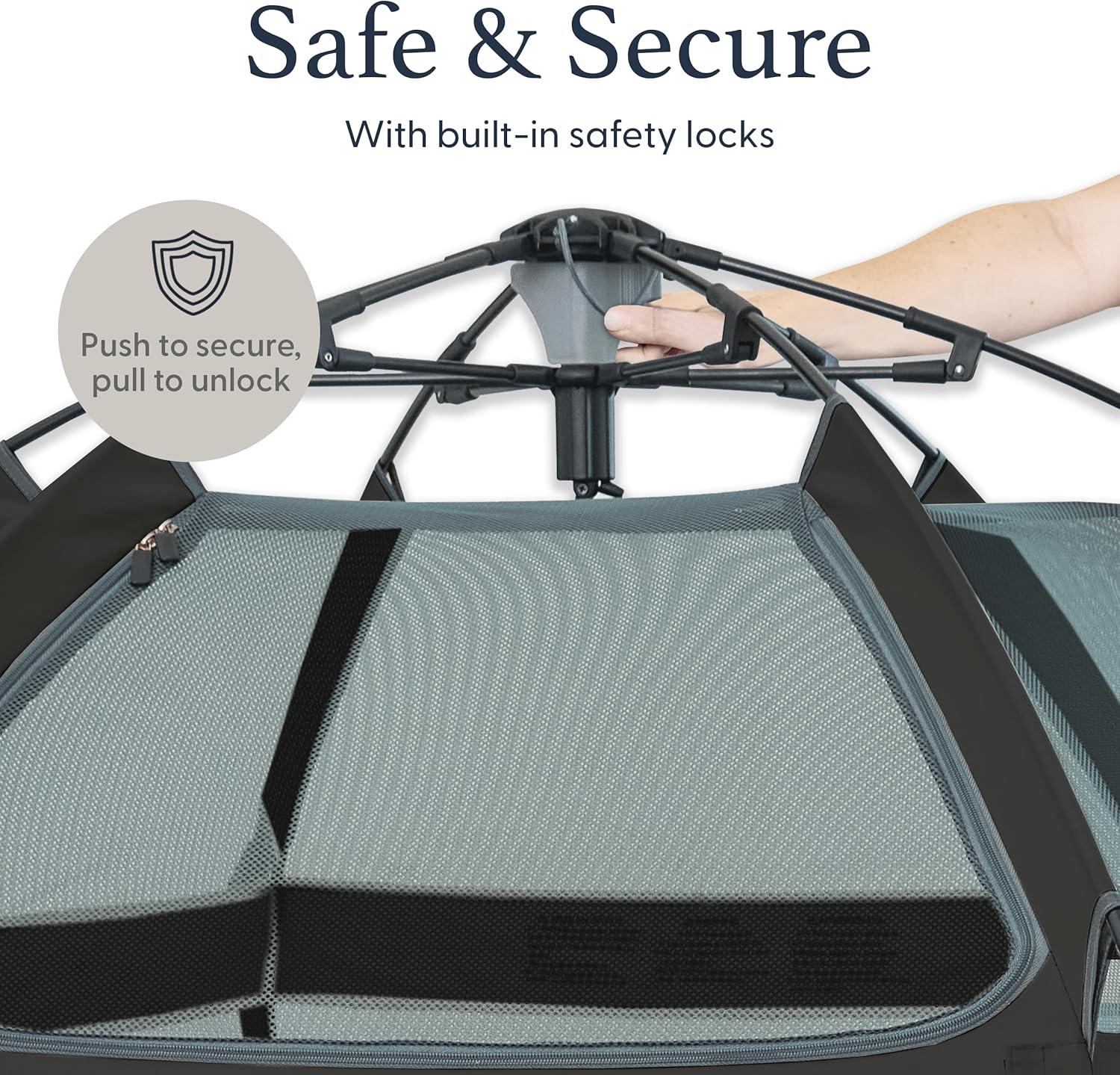 Anchor Grey Foldable Portable Baby Playpen with Canopy and Travel Bag