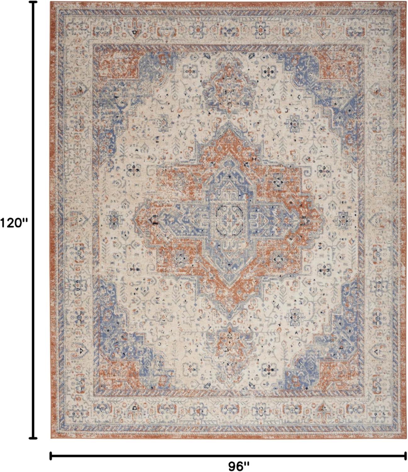Nourison 8' x 10' Essentials Persian Vintage Indoor Outdoor Area Rug Beige Blue