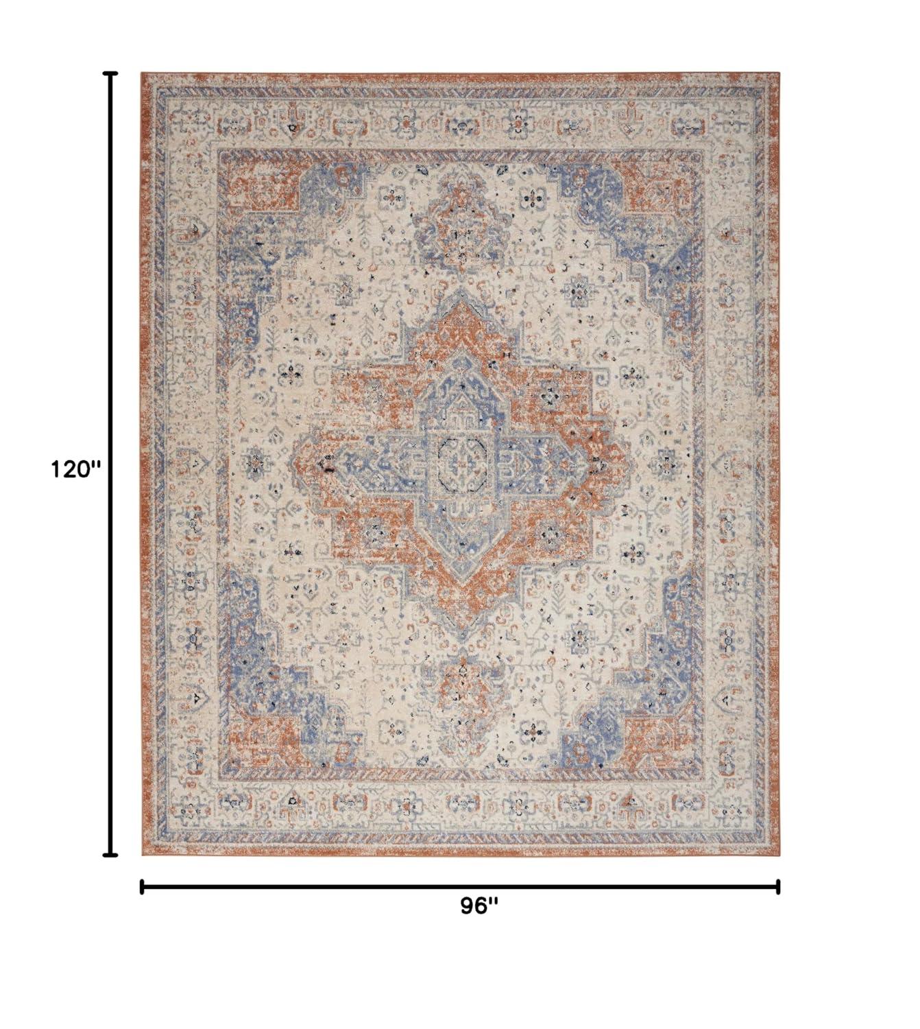 Nourison 8' x 10' Essentials Persian Vintage Indoor Outdoor Area Rug Beige Blue