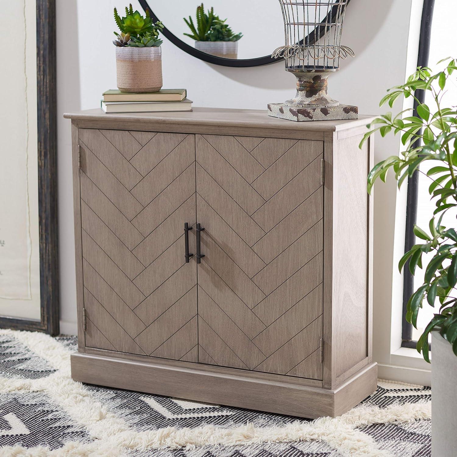 Peyton Greige Herringbone 2-Door Wooden Sideboard