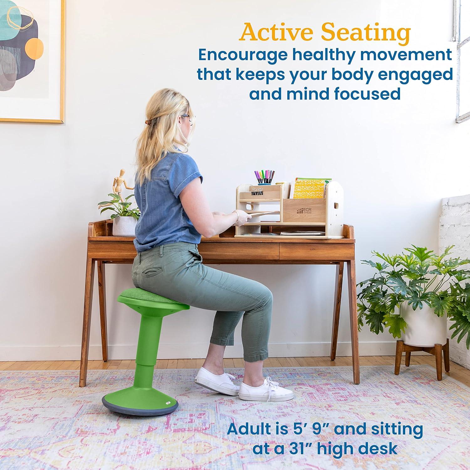 ECR4Kids SitWell Height-Adjustable Wobble Stool - Active Flexible Seating Chair for Kids and Adults - School and Office