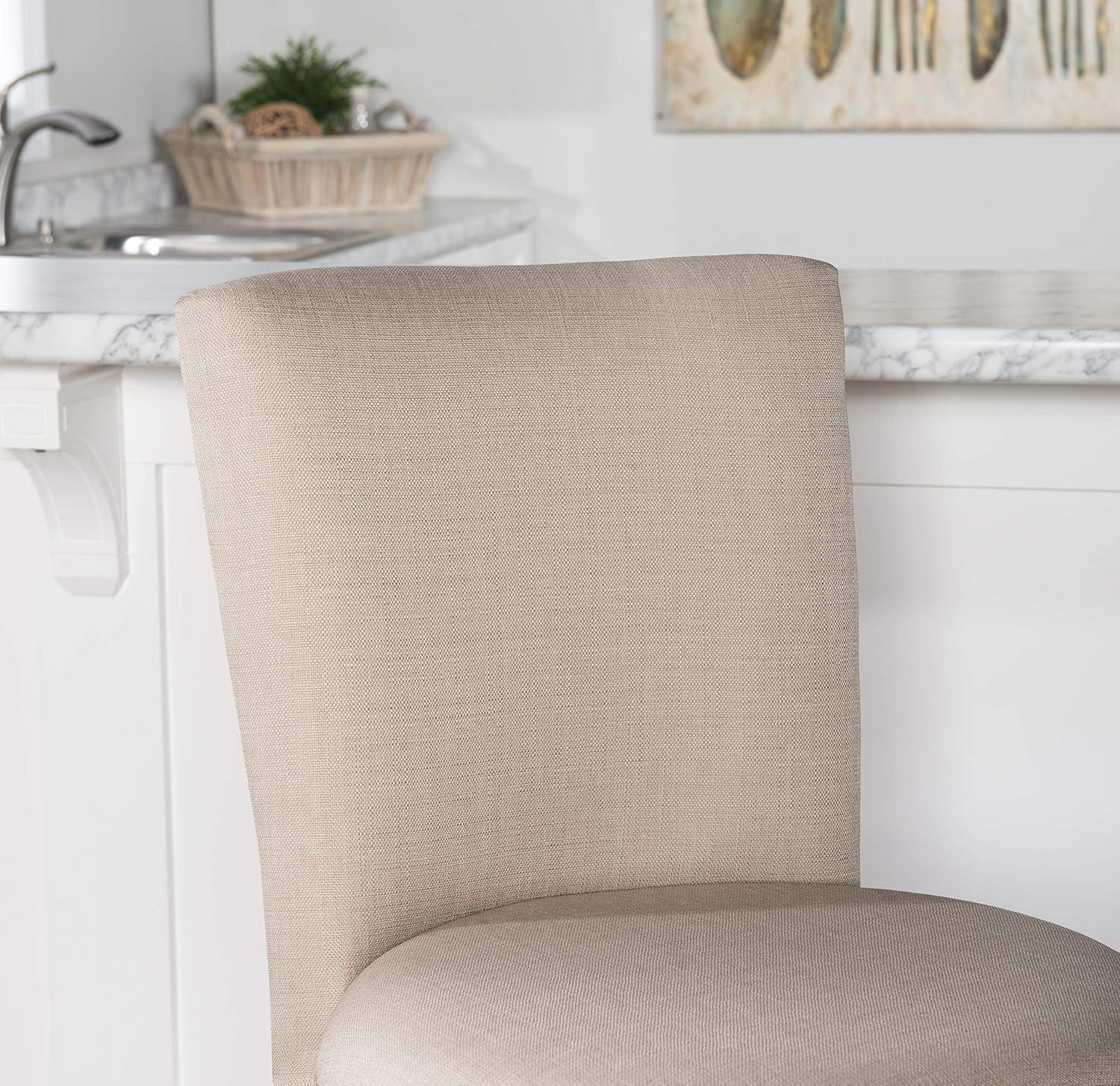 Linon Davis Round 32" Mid Back Swivel Bar Stool, Rustic Taupe/Beige