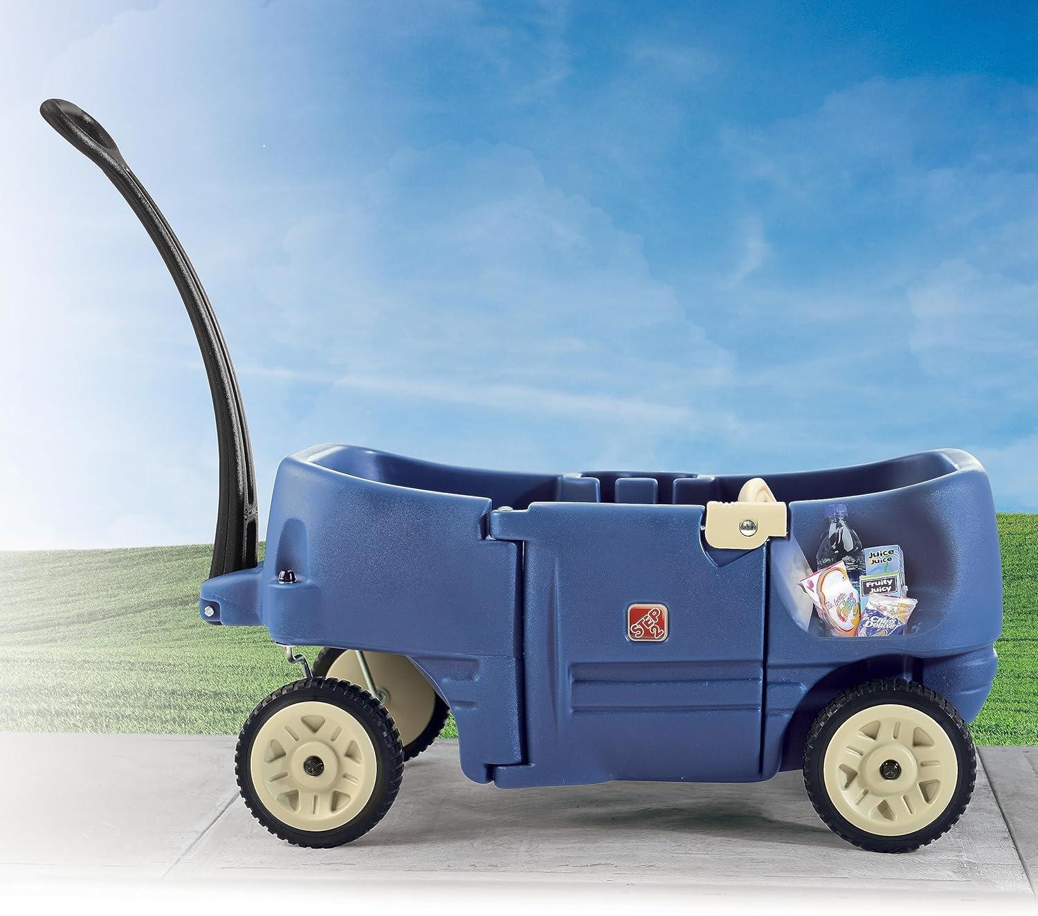 Step2 Wagon for Two Plus Blue Foldable Wagon for Kids with Seats