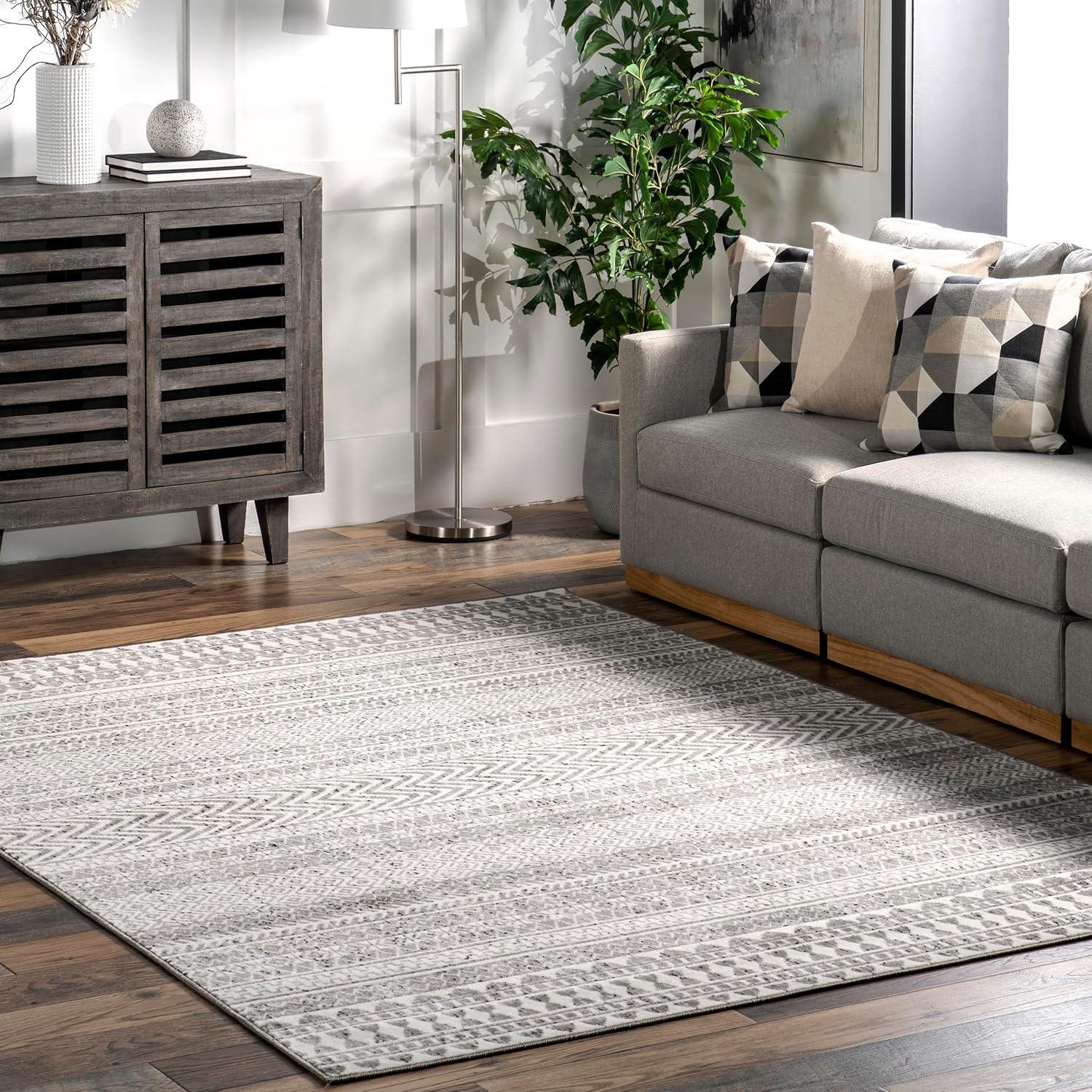 Nuloom Catherina Trellis 6 Square Indoor Area Rug for Living Room Bedroom Dining Room Kitchen, Grey/Ivory