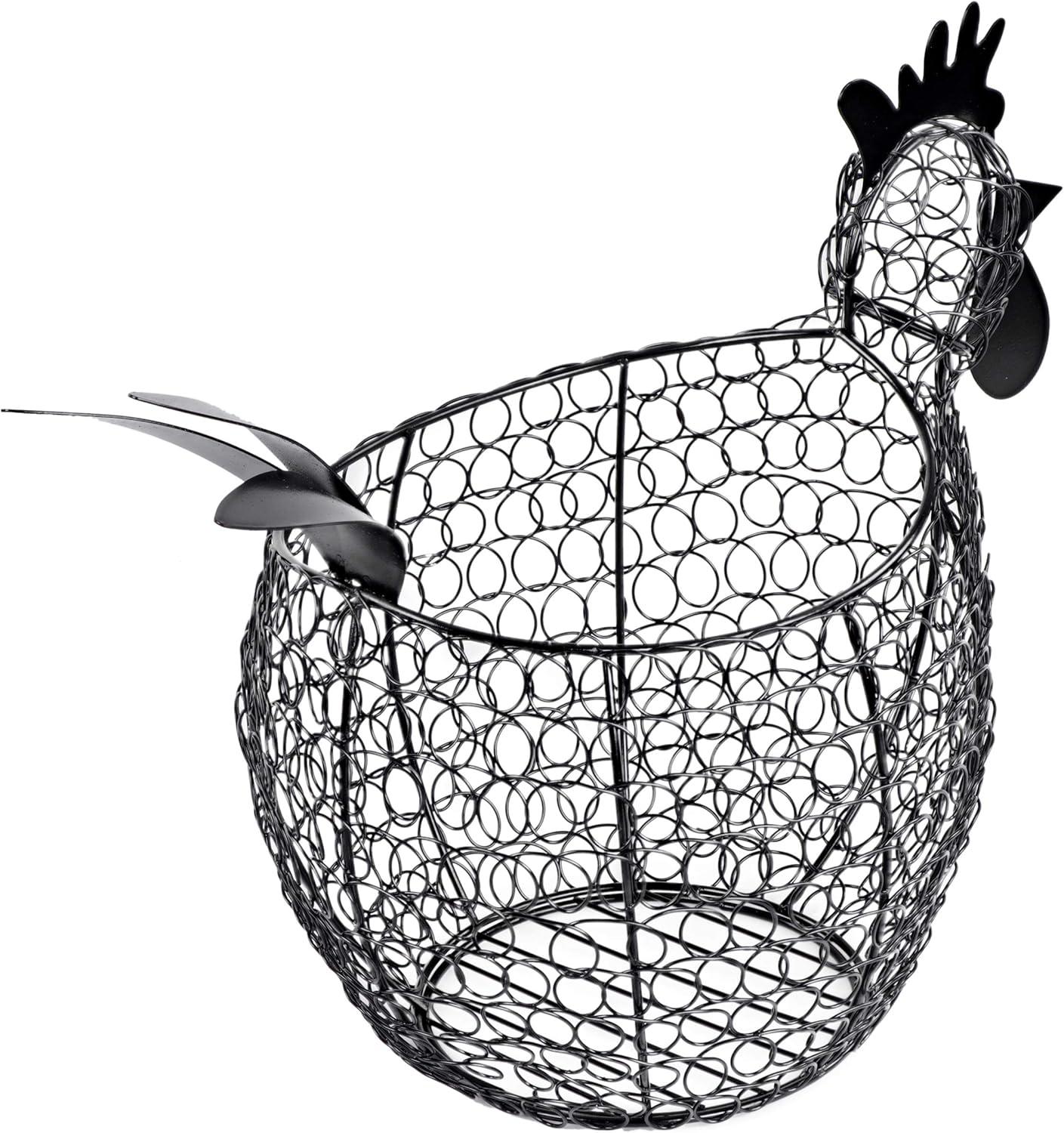Rural365 Black Metal Chicken Egg Basket - Rustic Decor Chicken Basket Egg Holder