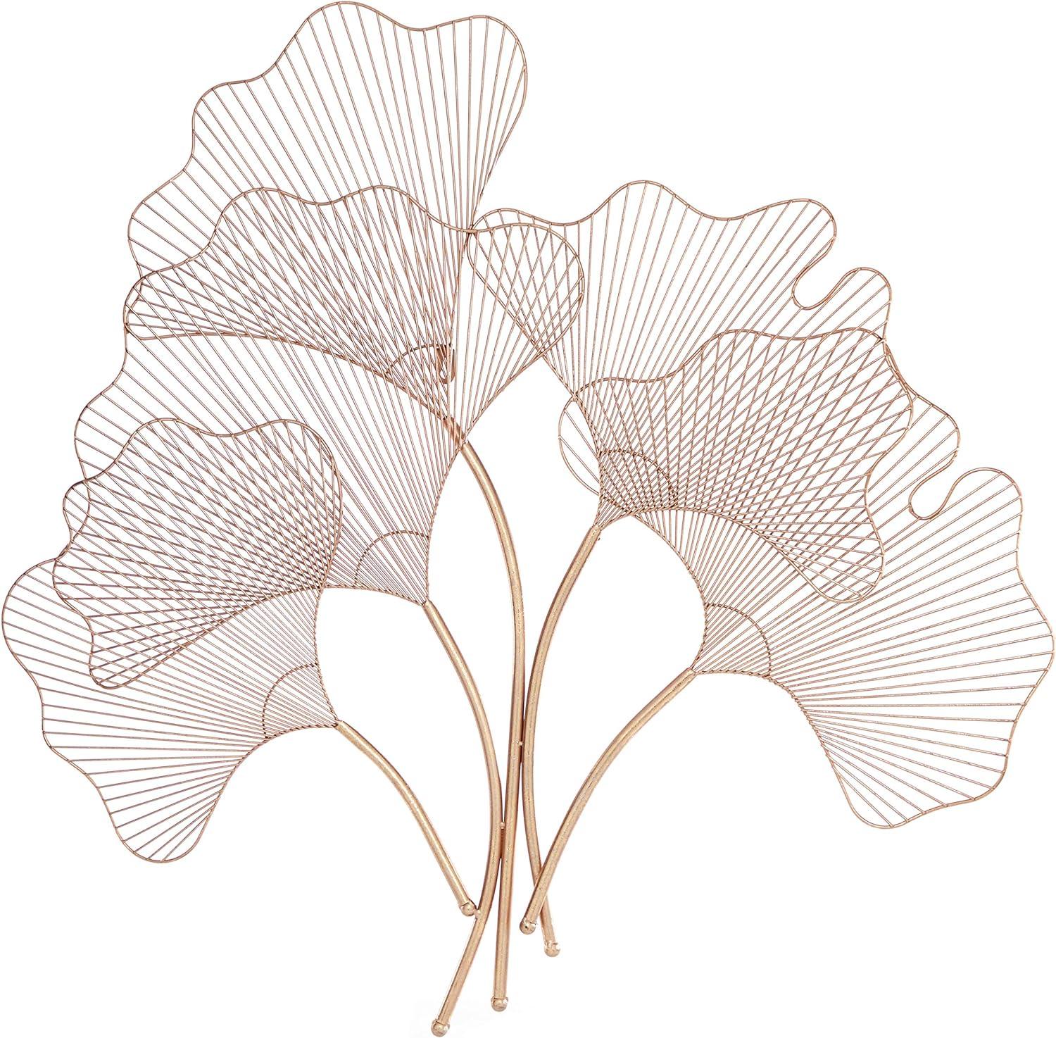 Large Copper Metal Ginkgo Leaf Wall Sculpture