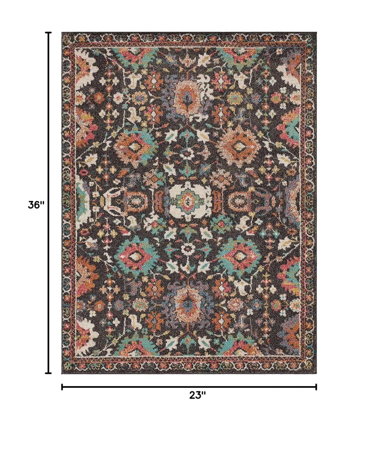 Mohawk Home Norwood Charcoal Grey 1' 11" x 3' Boho Ornamental Area Rug Perfect for Living Room, Dining Room, Office