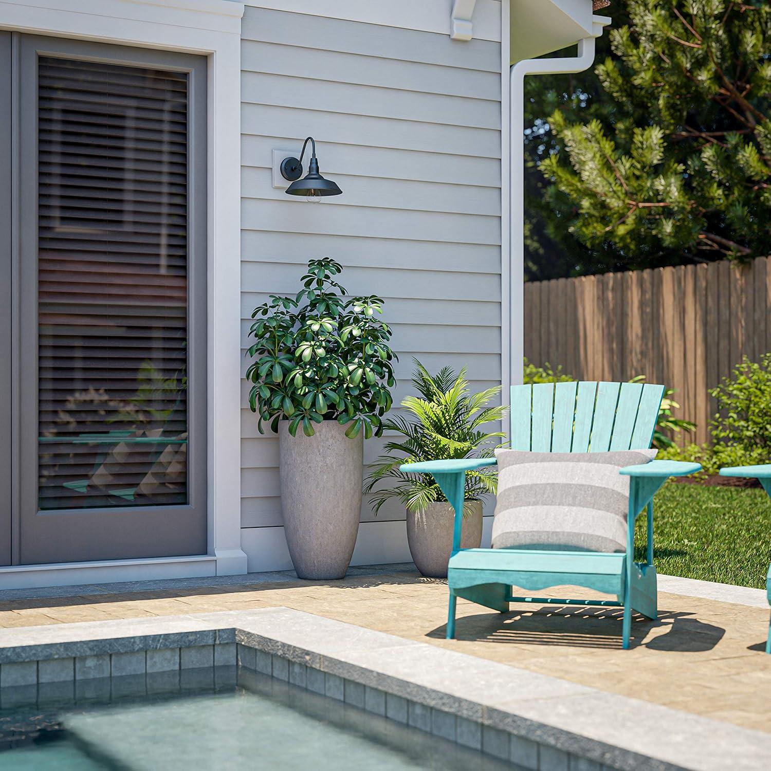 Barnes 10 in. Black Outdoor Hardwired Lantern Sconce