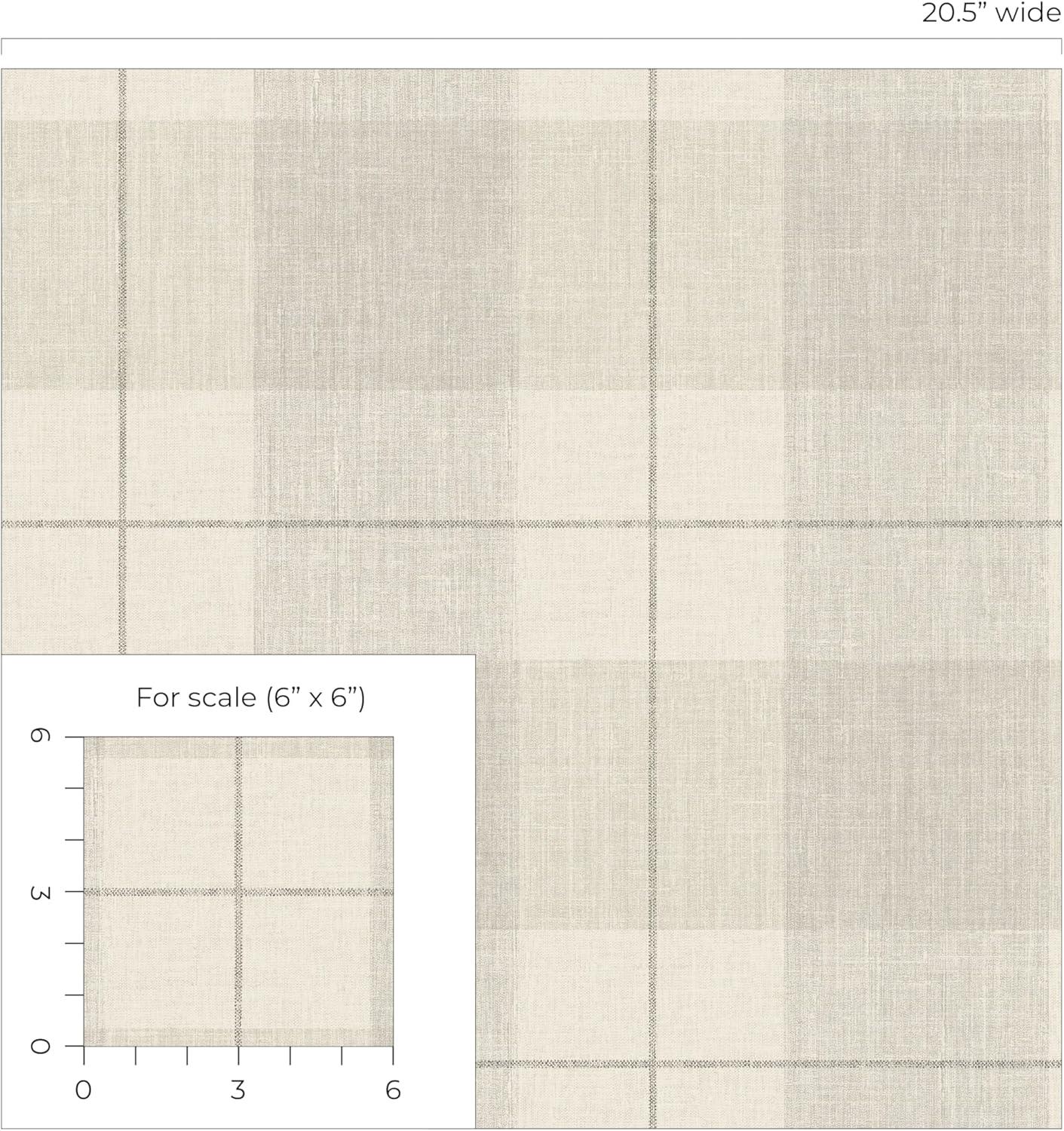 NextWall Neutral Lenox Hill Plaid Peel and Stick Wallpaper - 20.5 in. W. x 18 ft. L. Roll