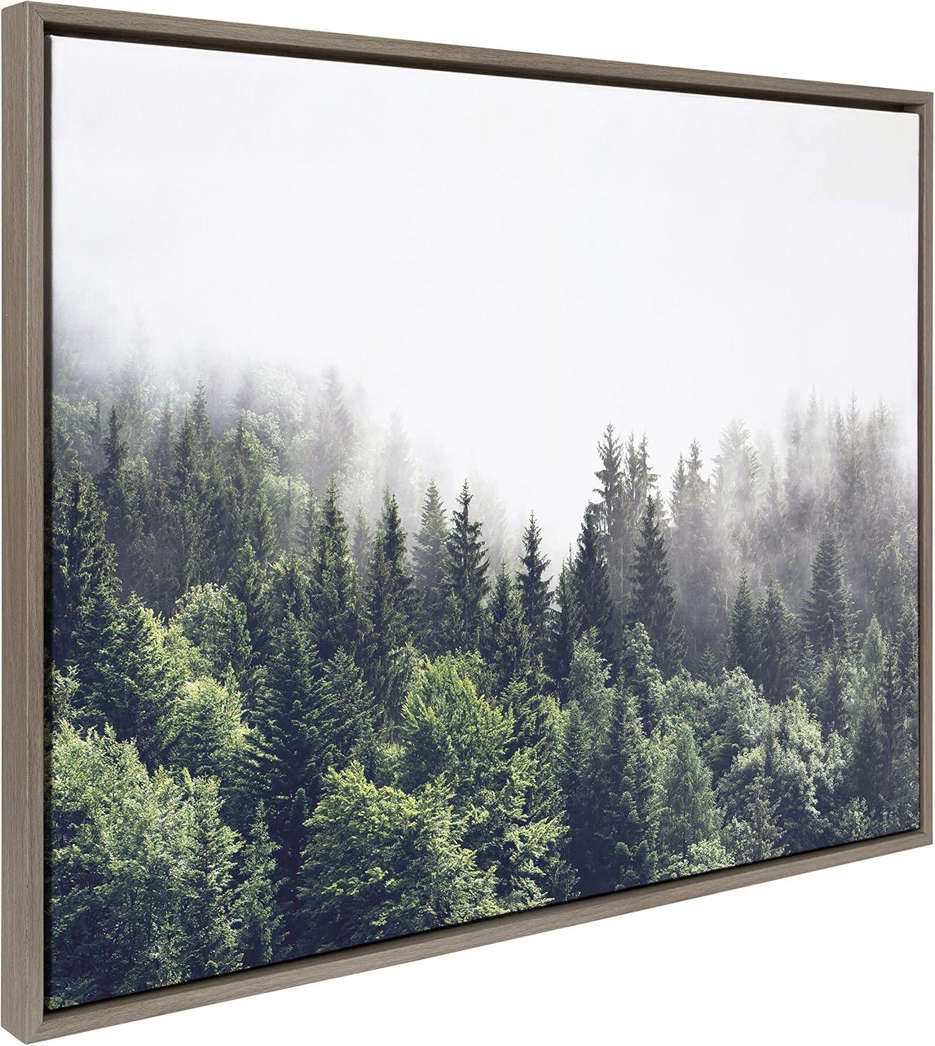 Sylvie Lush Green Forest on a Foggy Day Framed Canvas - Kate & Laurel All Things Decor