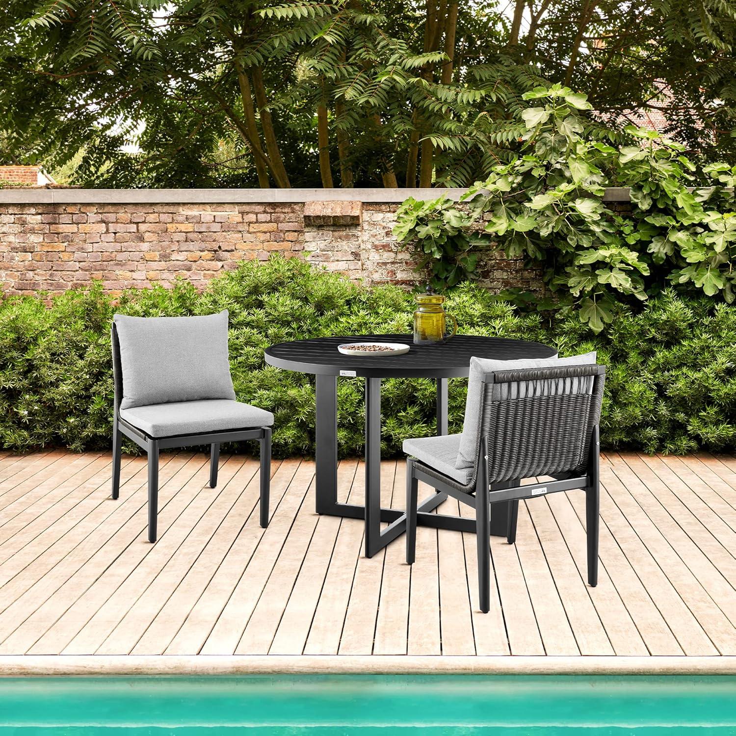 Armen Living Cayman 19" Aluminum Outdoor Dining Chair in Gray (Set of 2)