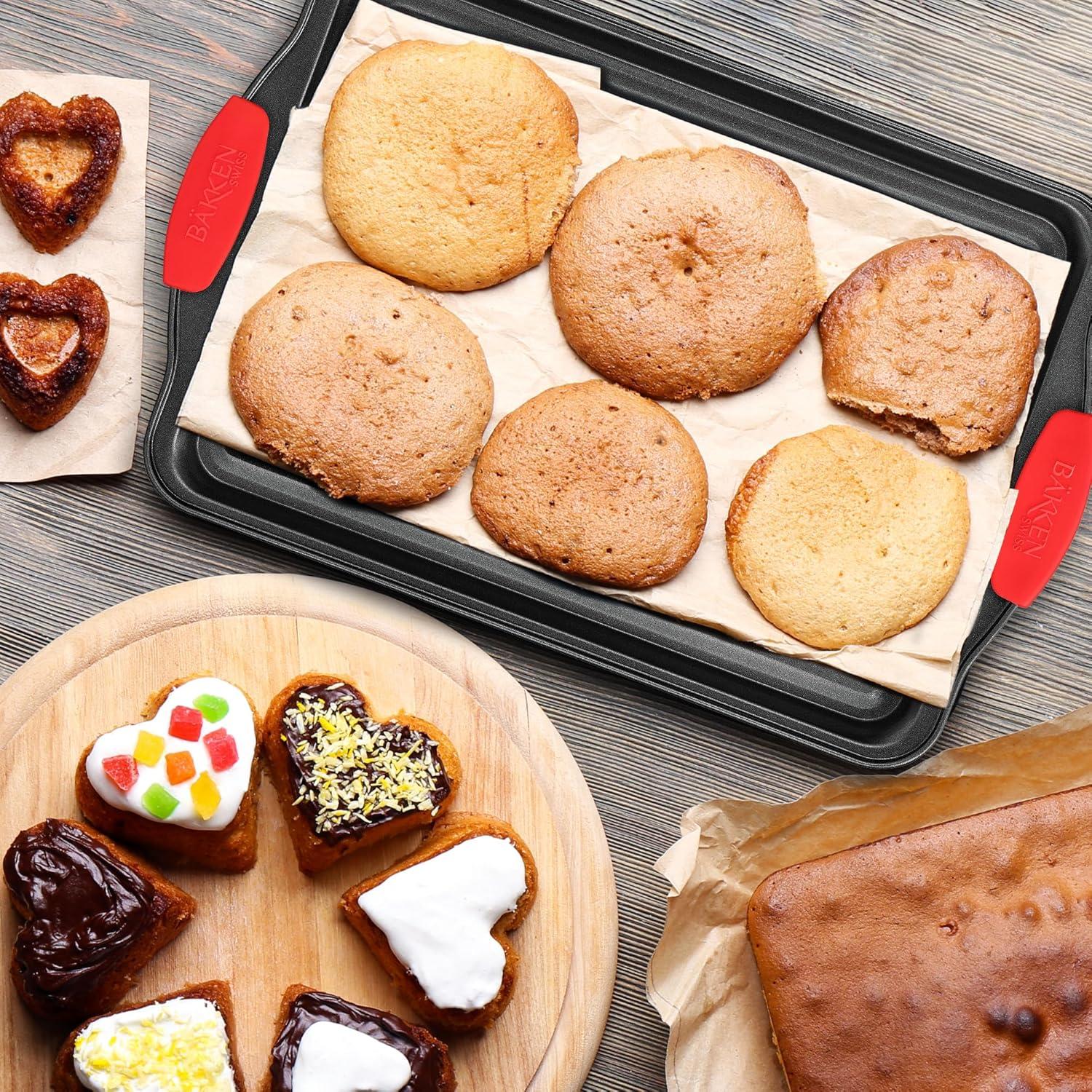 Small Nonstick Carbon Steel Cookie Sheet Pan with Red Handles