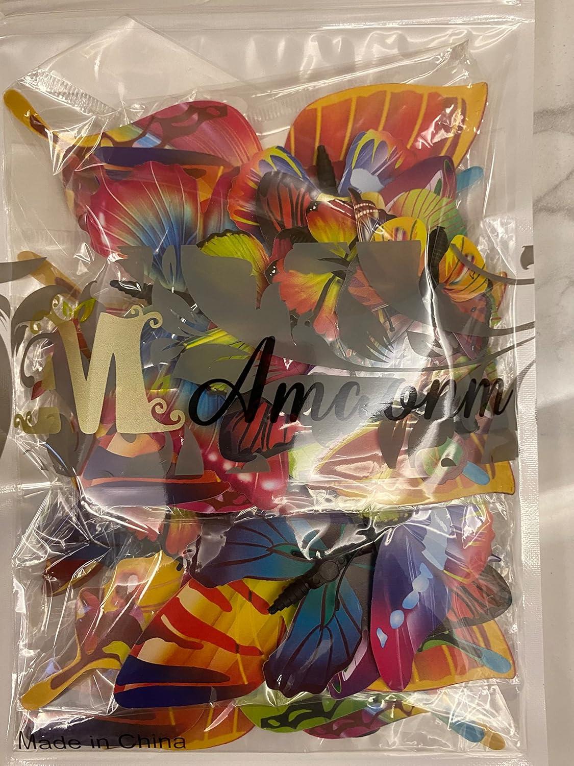 Amaonm 72 Pcs 6 Packages Beautiful 3D Butterfly Wall Decals Removable DIY Home Decorations Art Decor Wall Stickers & Murals for Babys Bedroom Tv Background Living Room (Colorful, Six Color) Colorful