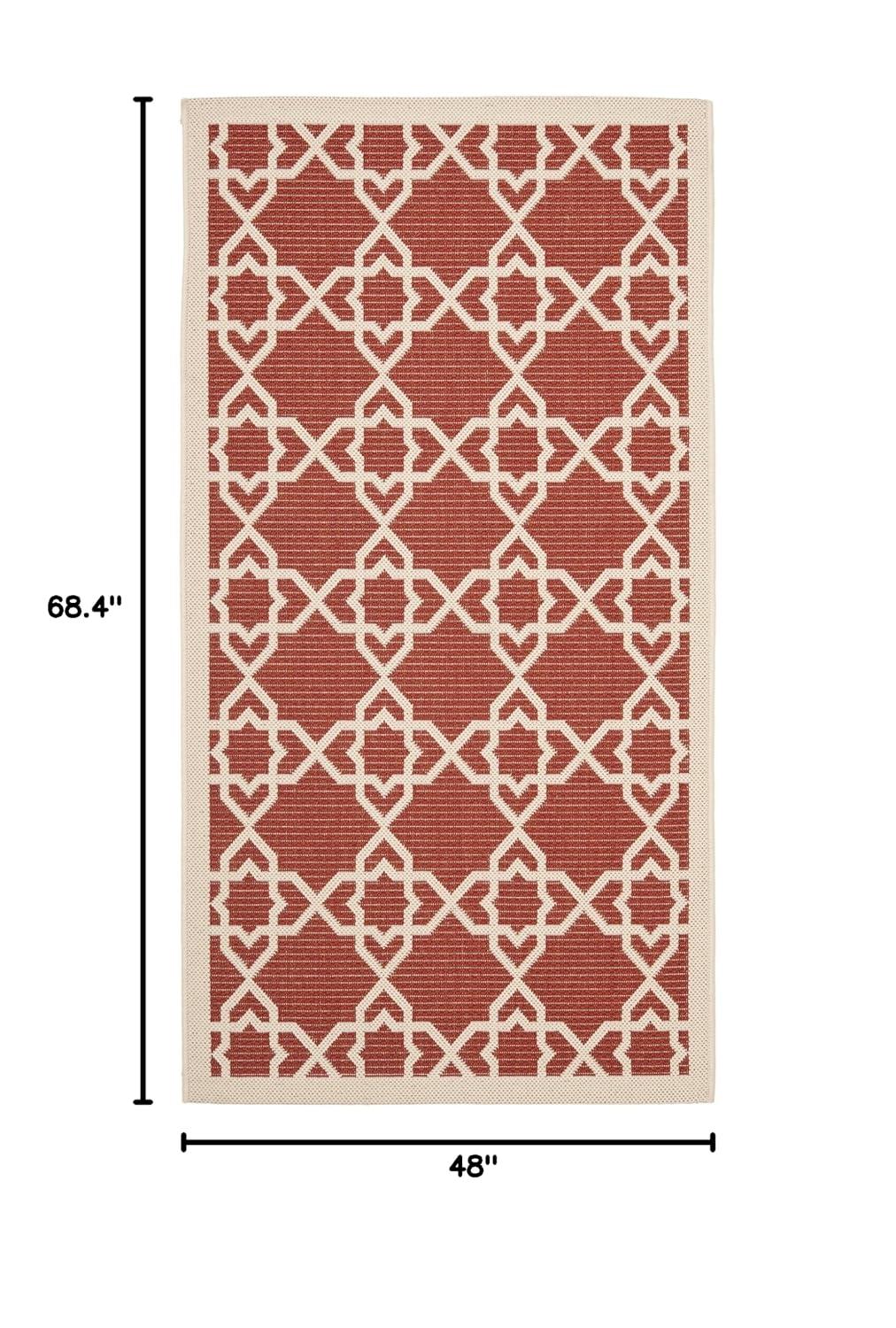Courtyard CY6032 Power Loomed Indoor and Outdoor Area Rug - Red/Beige - 4'x5'7" - Safavieh