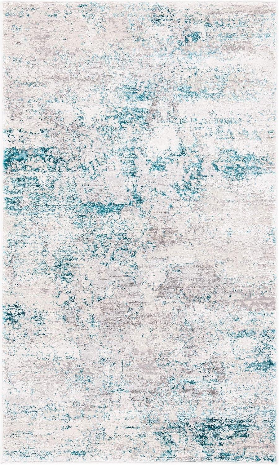 Amalfi AMF572 Power Loomed Accent Rug - Cream/Turquoise - 3'x5' - Safavieh.